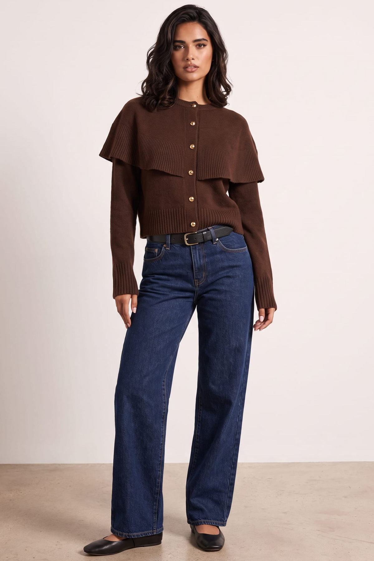 Chocolate Cape Frill Knit