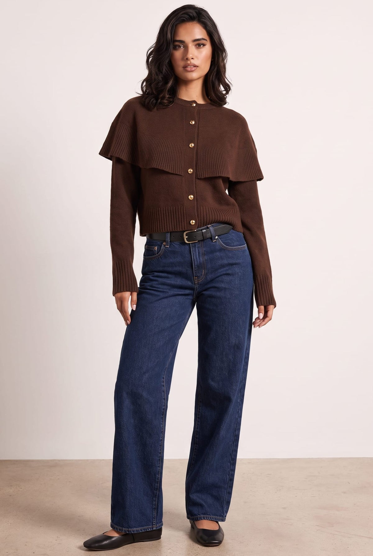 Chocolate Cape Frill Knit