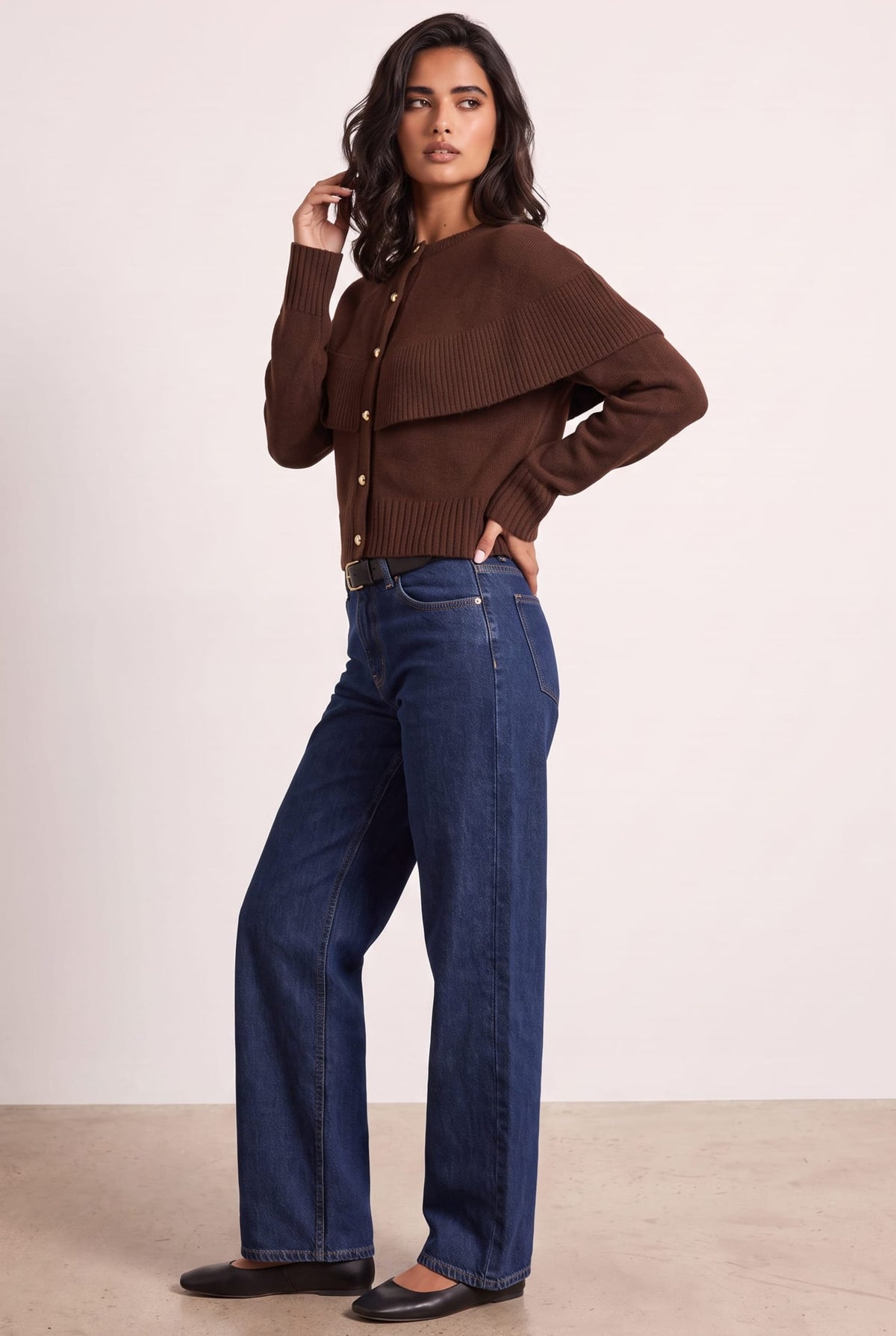 Chocolate Cape Frill Knit