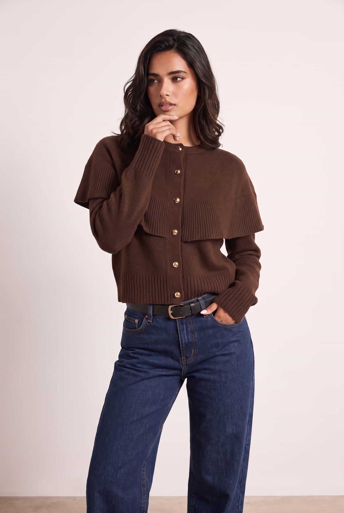 Chocolate Cape Frill Knit