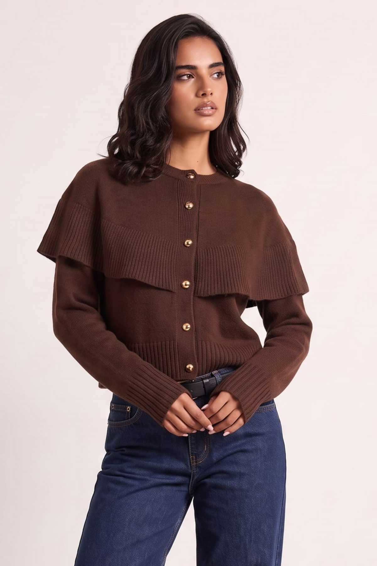 Chocolate Cape Frill Knit