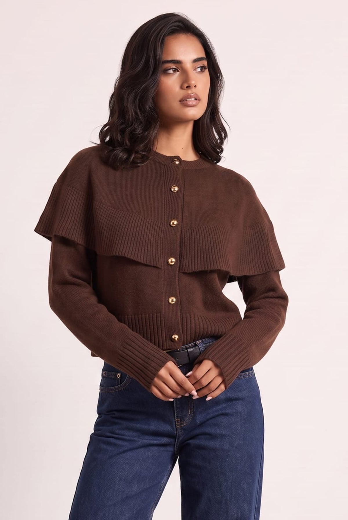 Chocolate Cape Frill Knit