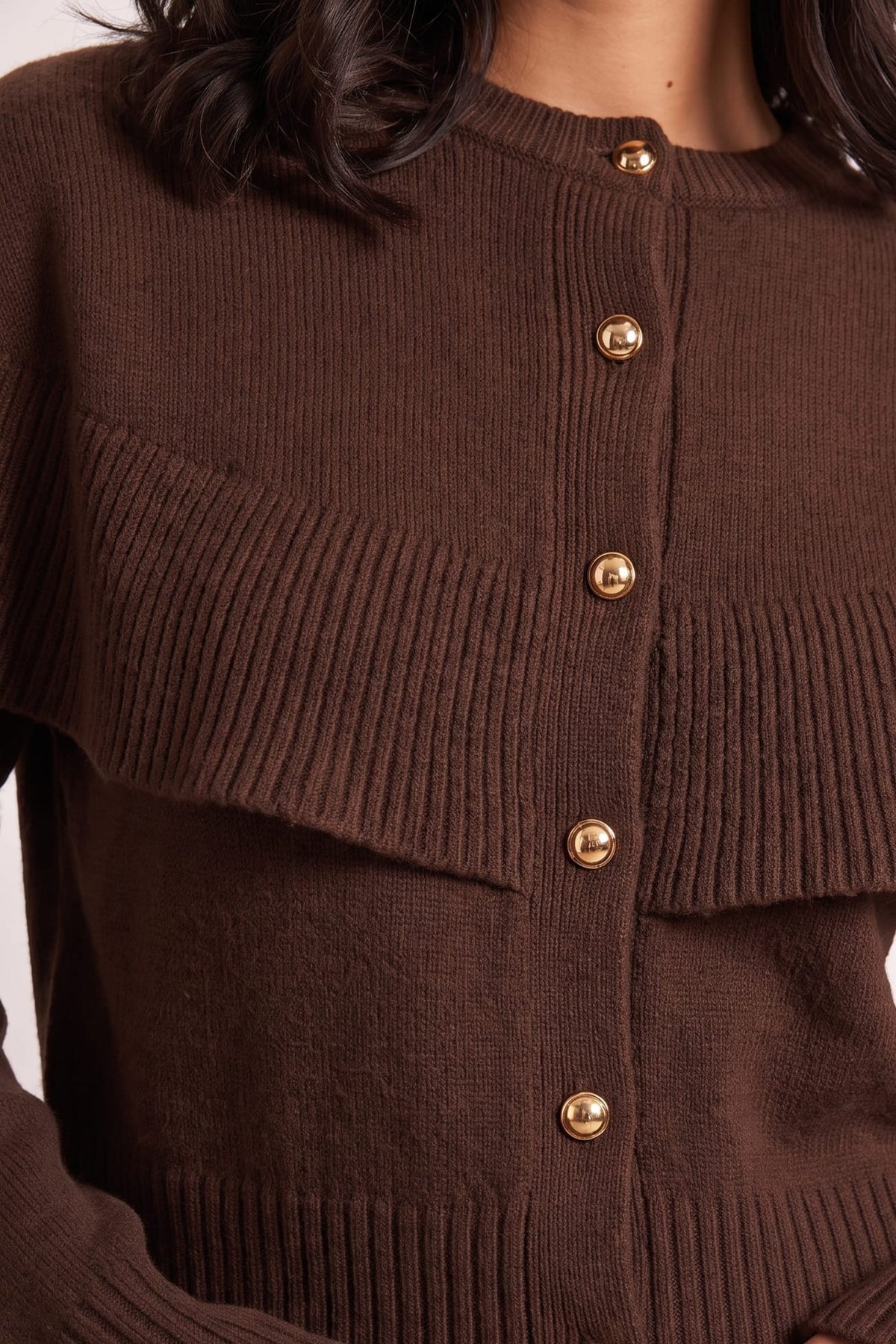Chocolate Cape Frill Knit