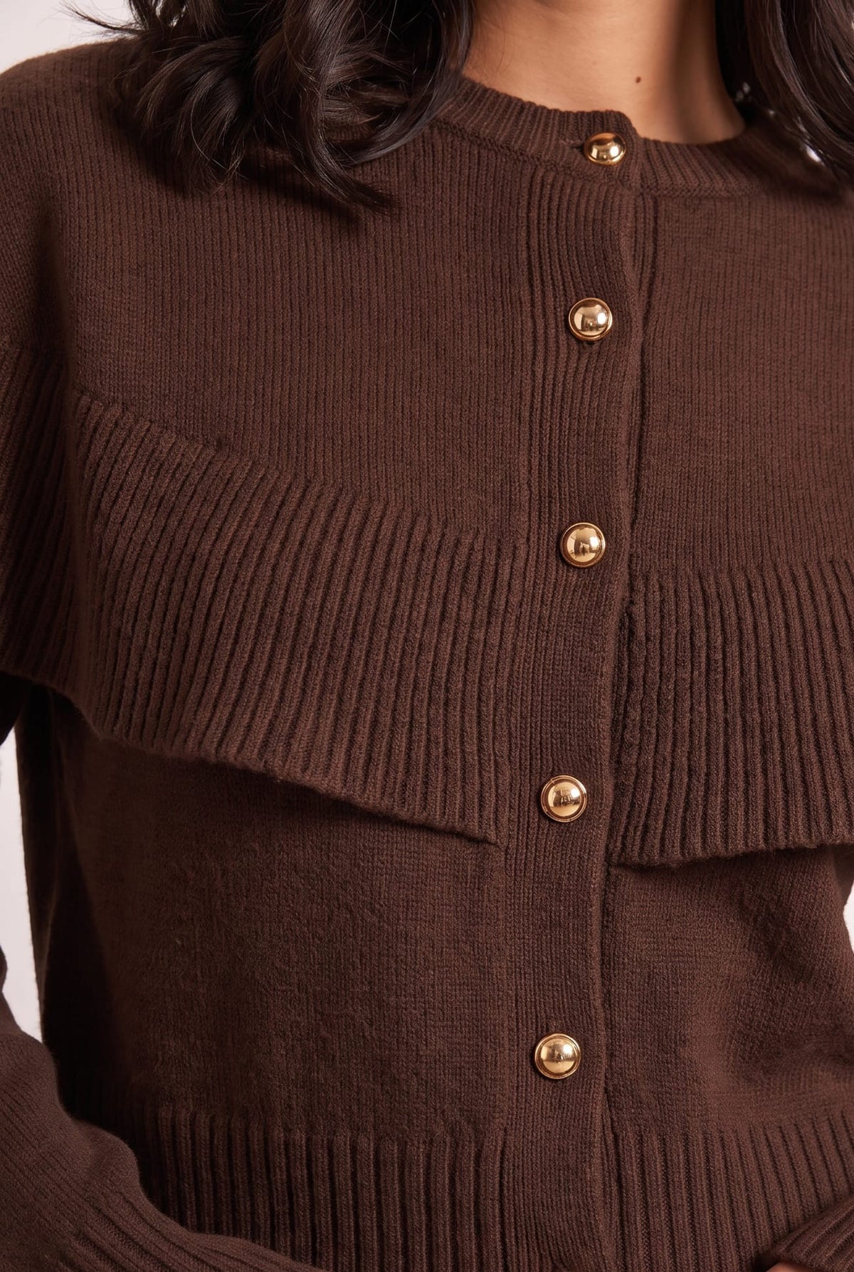 Chocolate Cape Frill Knit