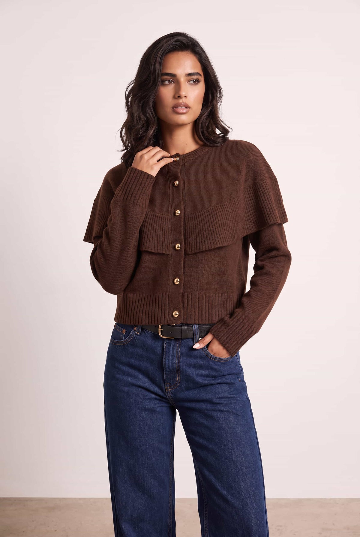 Chocolate Cape Frill Knit