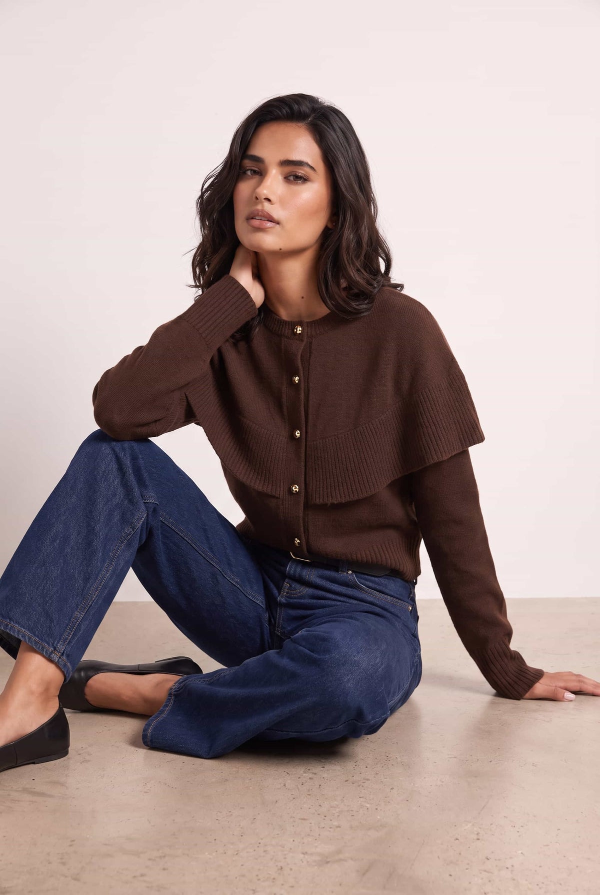 Chocolate Cape Frill Knit