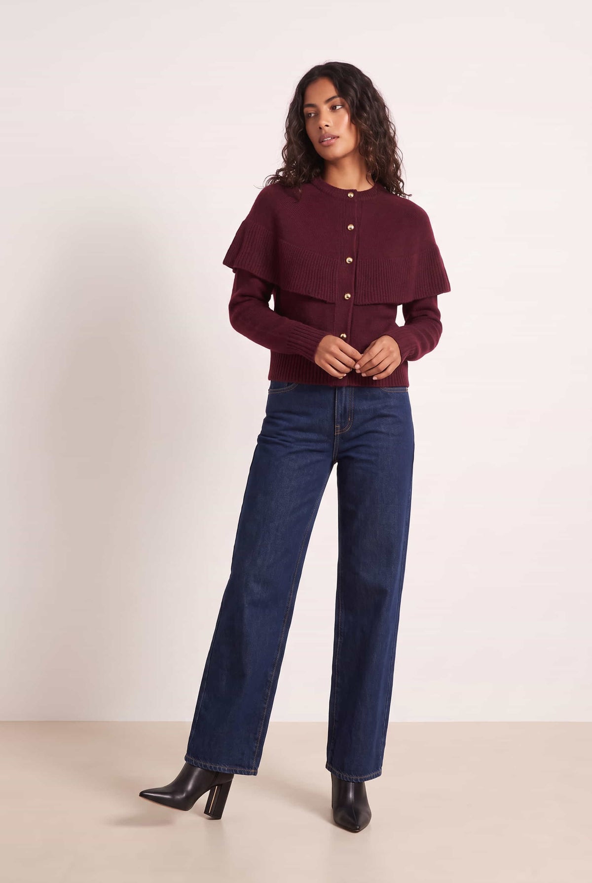 Burgundy Cape Frill Knit