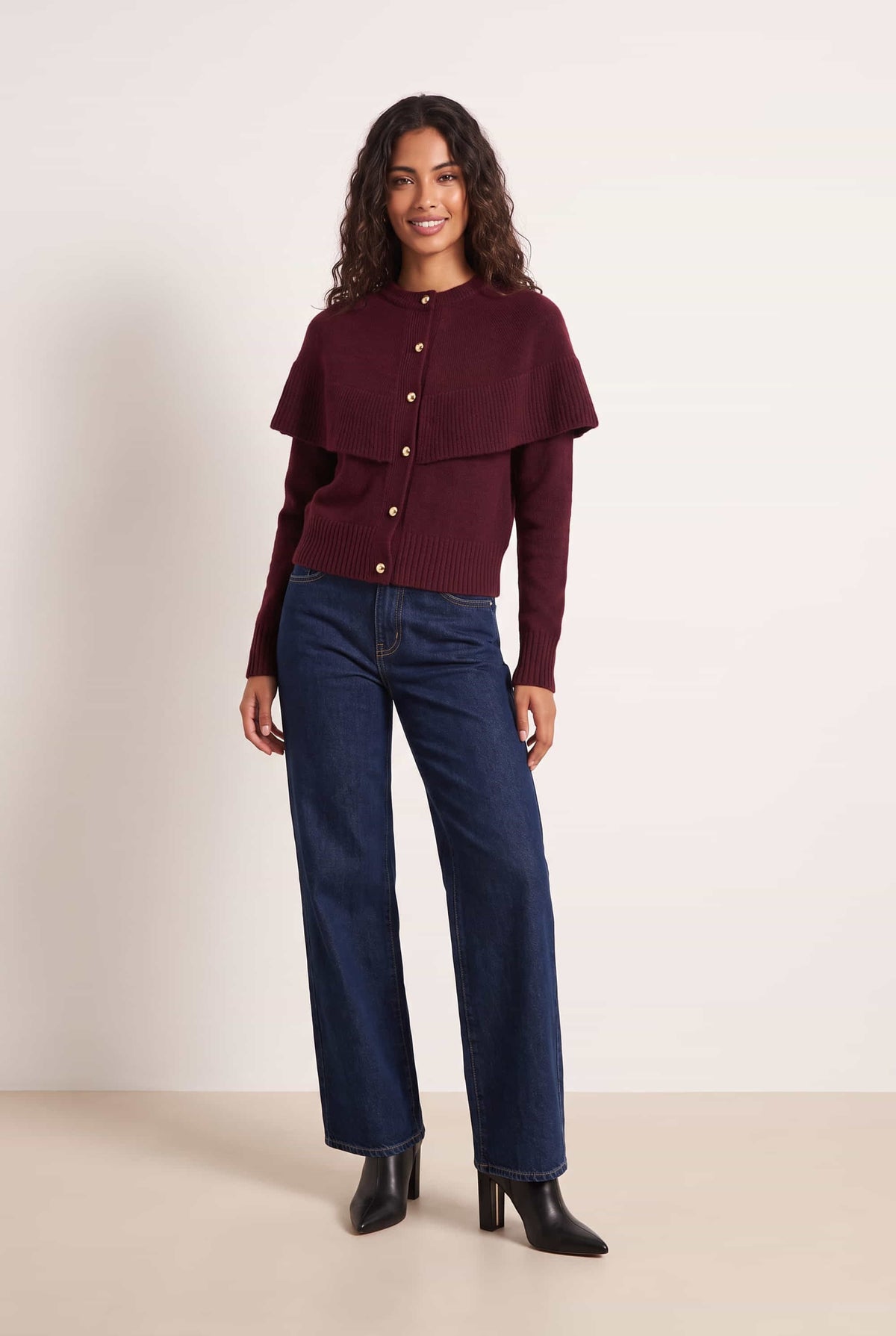 Burgundy Cape Frill Knit