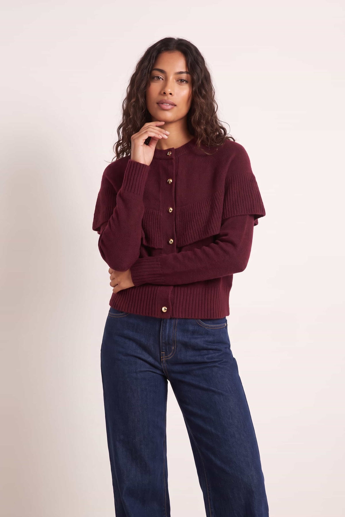 Burgundy Cape Frill Knit