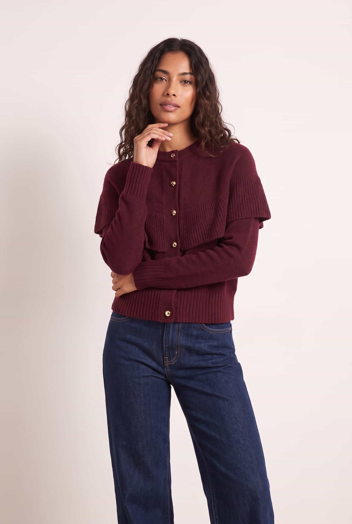 Burgundy Cape Frill Knit