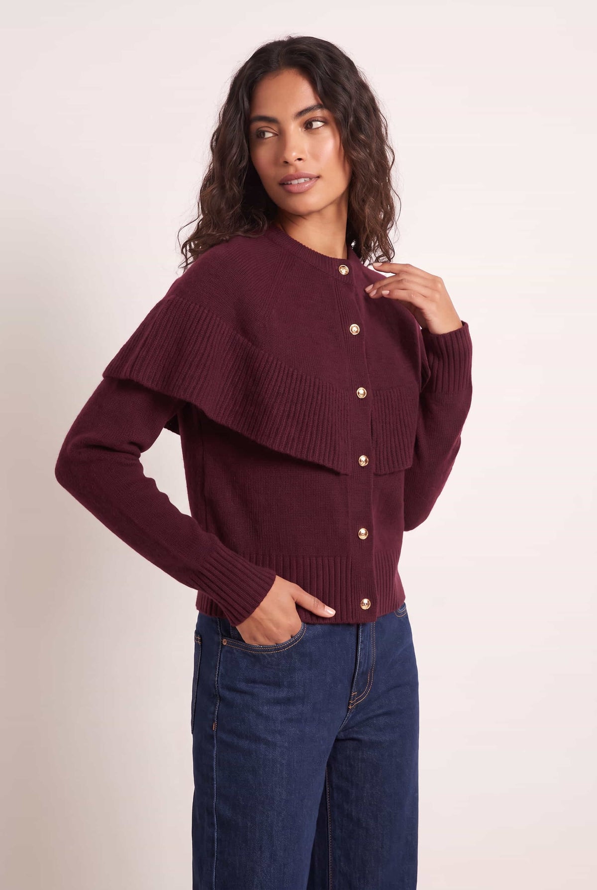 Burgundy Cape Frill Knit