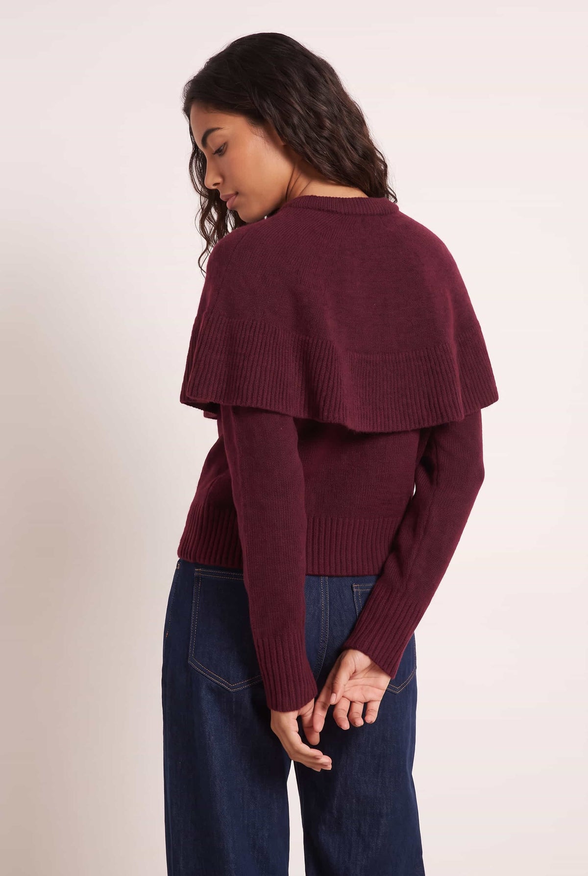 Burgundy Cape Frill Knit