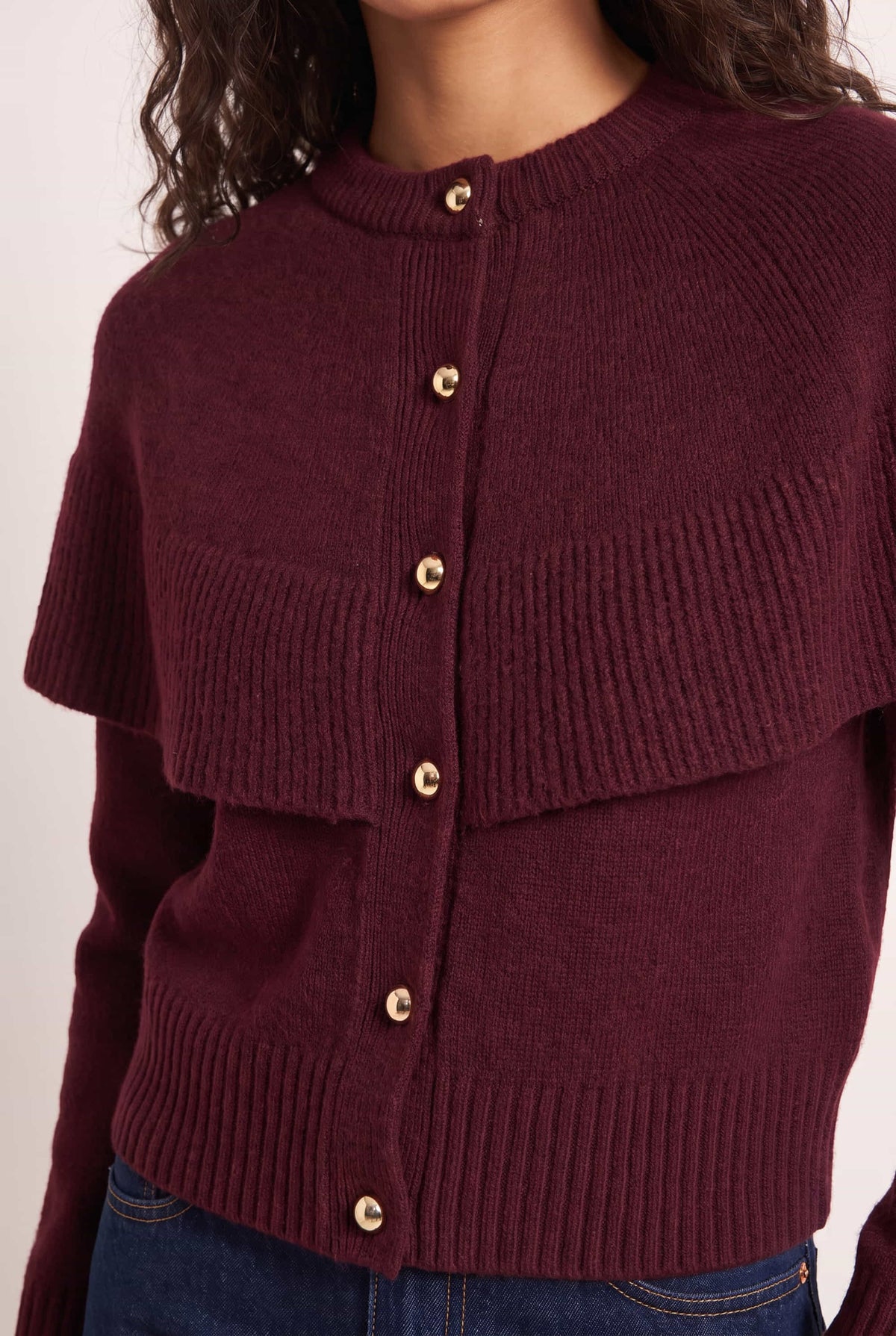 Burgundy Cape Frill Knit