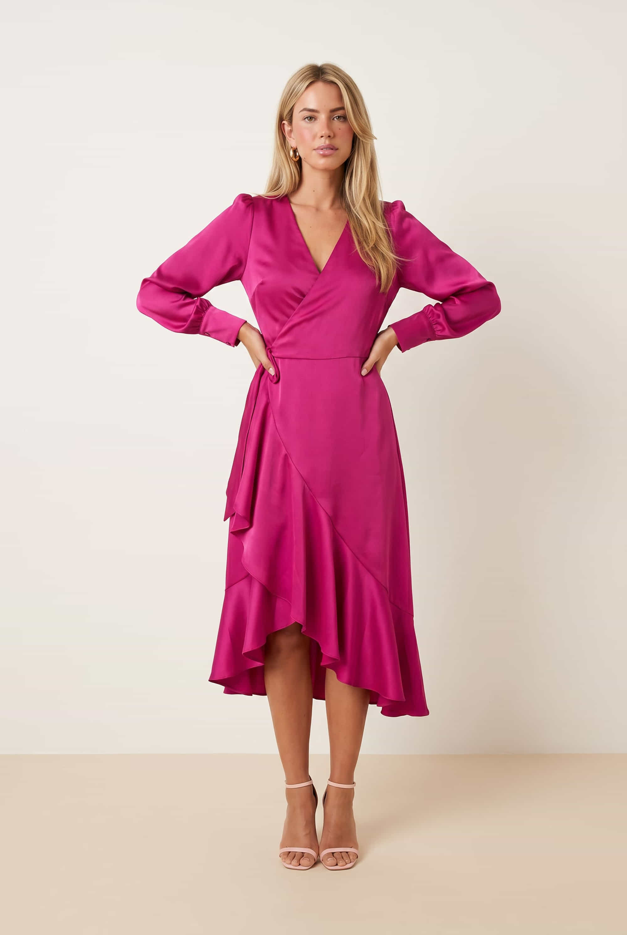 Charlotte Wrap Midi Dress / Pink