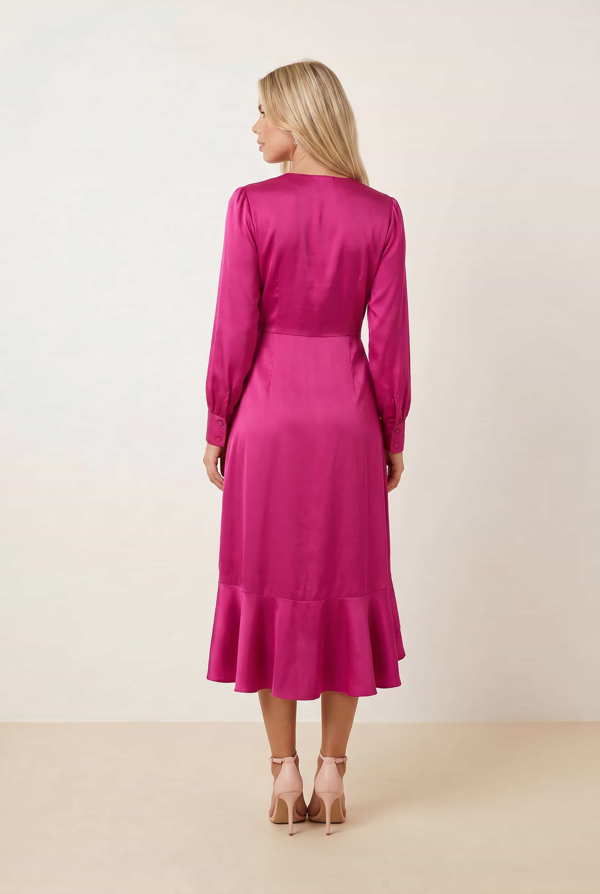 Charlotte Wrap Midi Dress / Pink