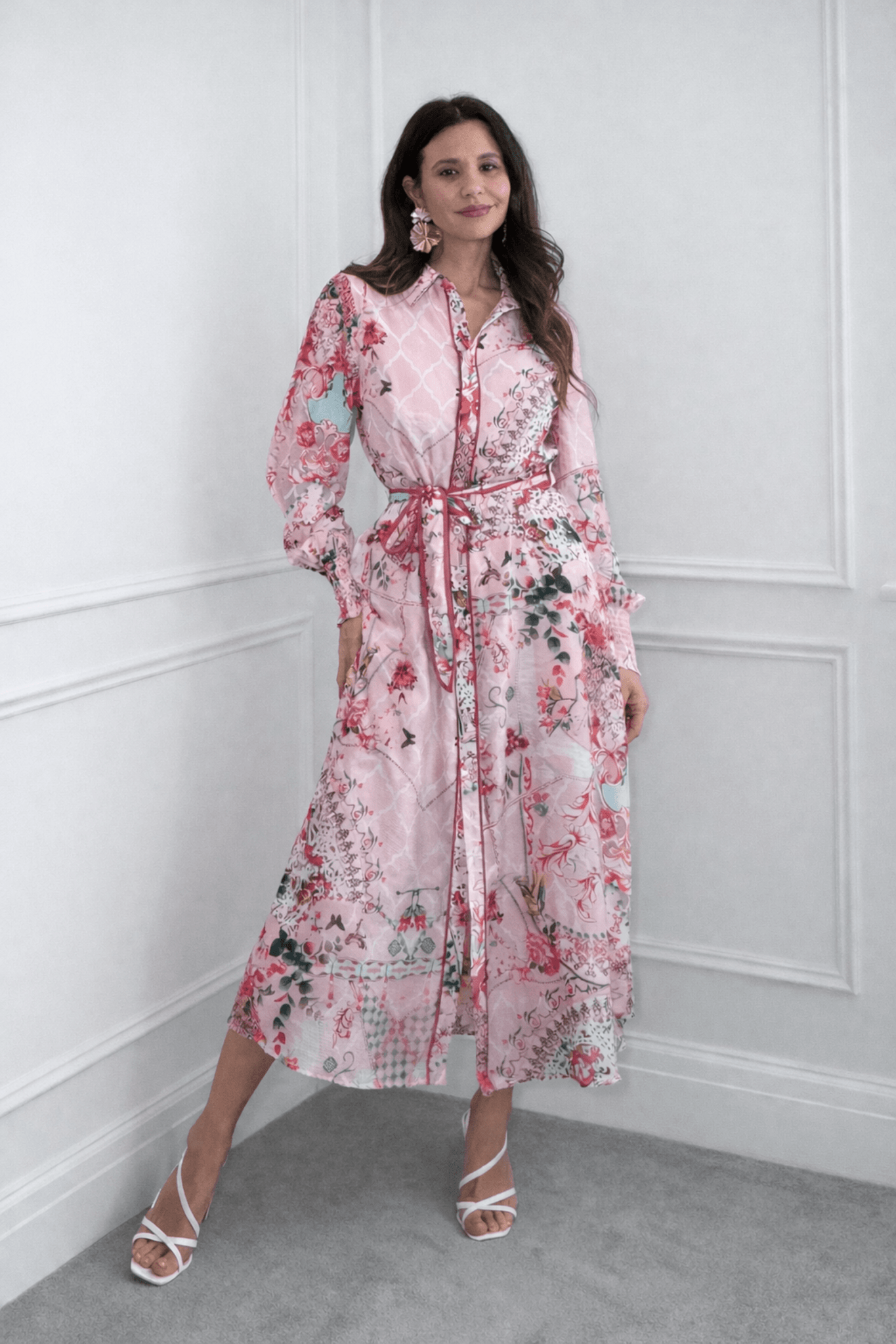 Scarf Print Shirt Dress - Style Cheat