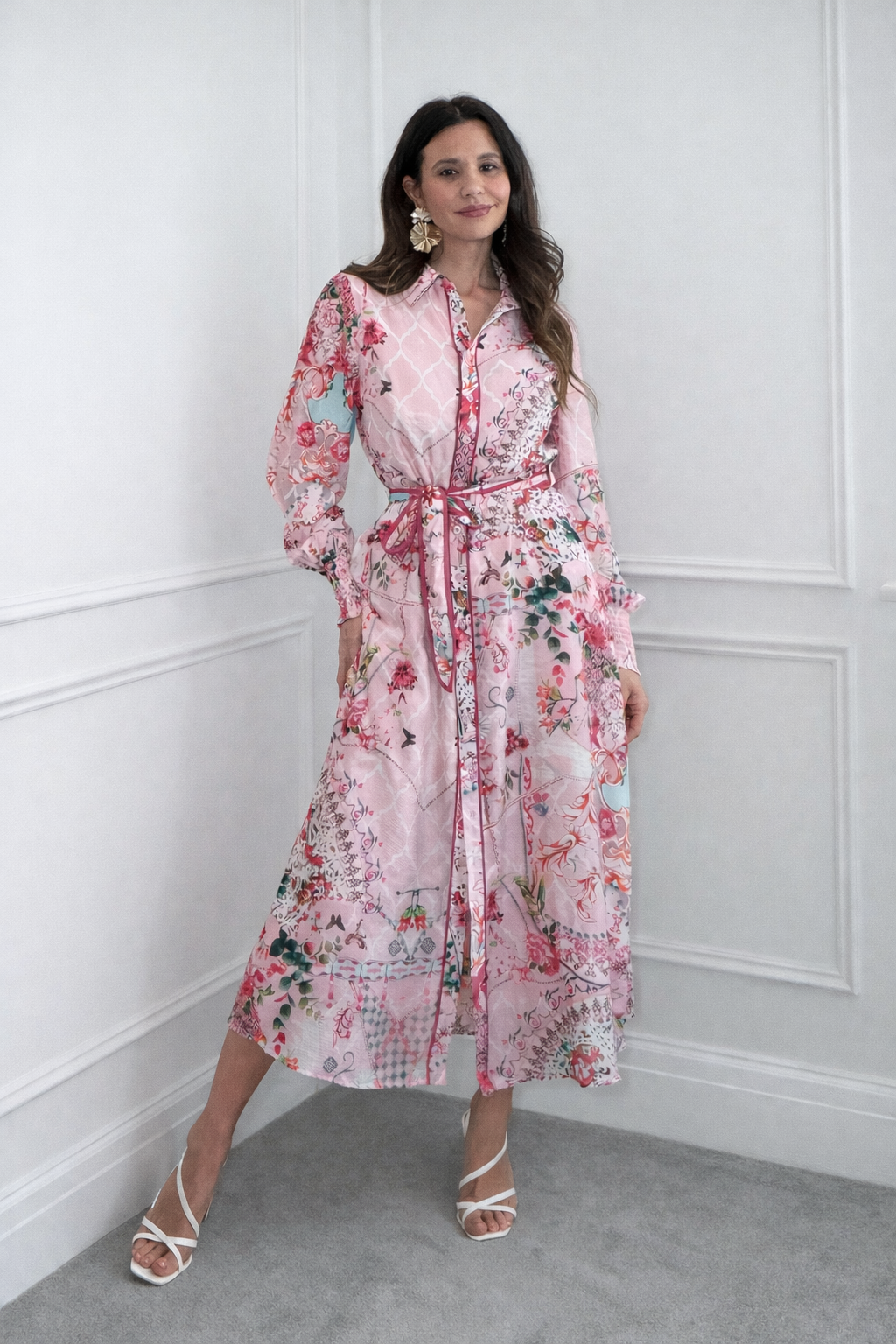 Scarf Print Shirt Dress