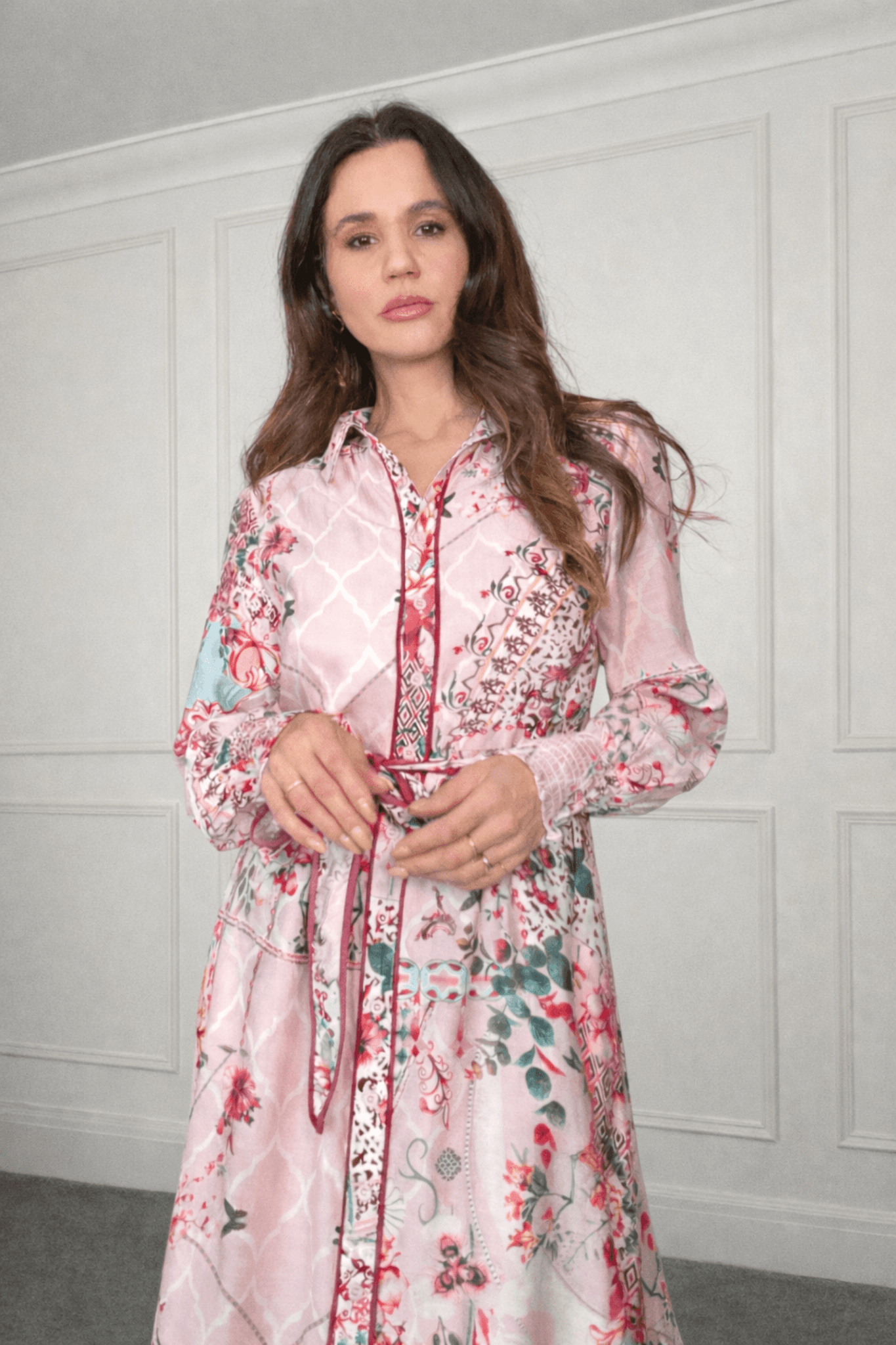 Scarf Print Shirt Dress - Style Cheat