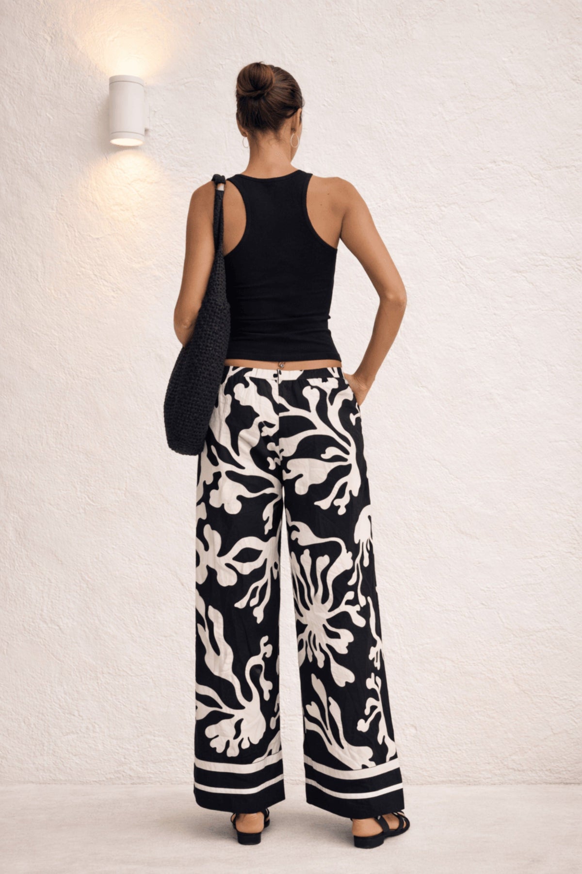 Black Mono Print Trouser