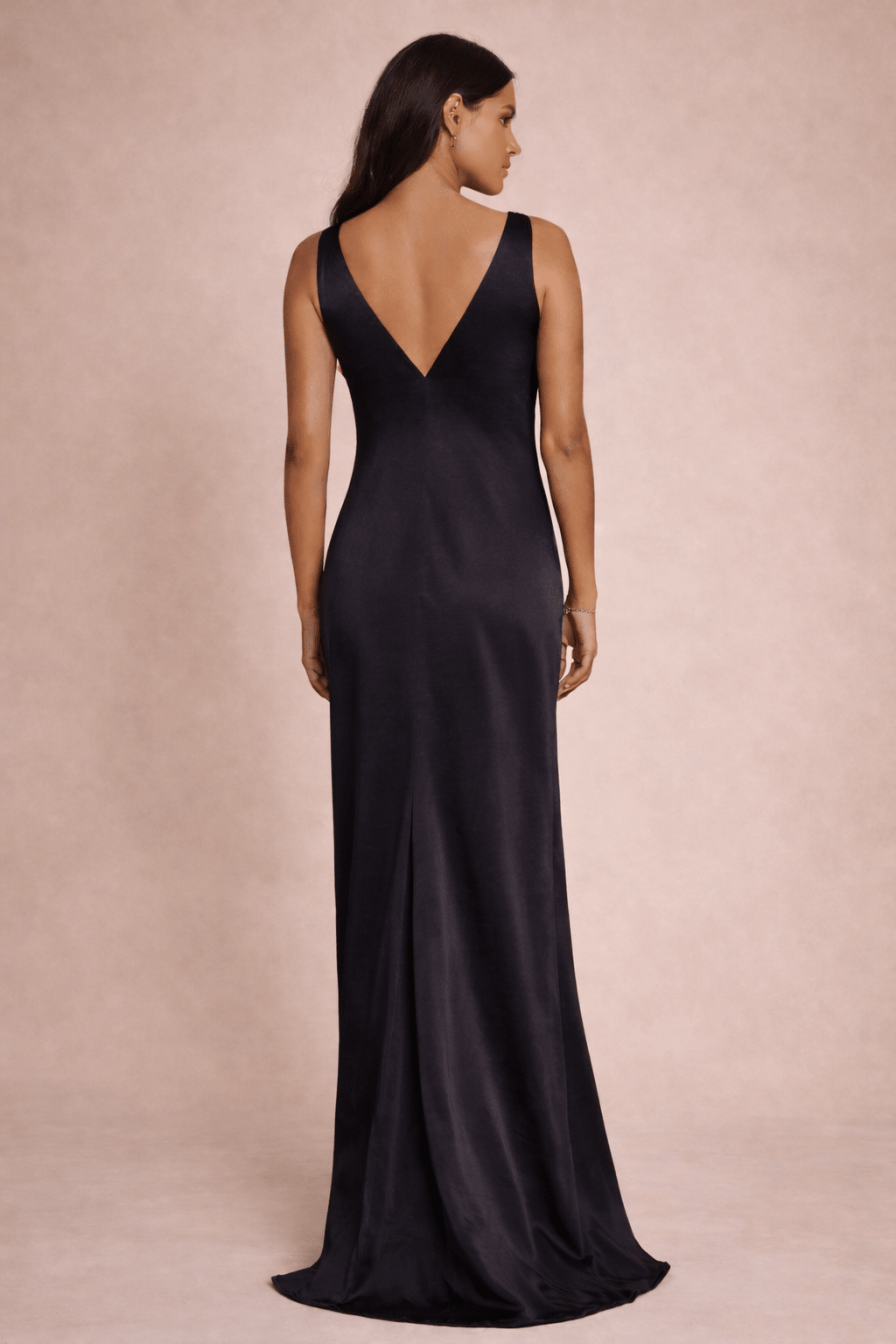V Neck Satin Maxi Dress / Black - Style Cheat