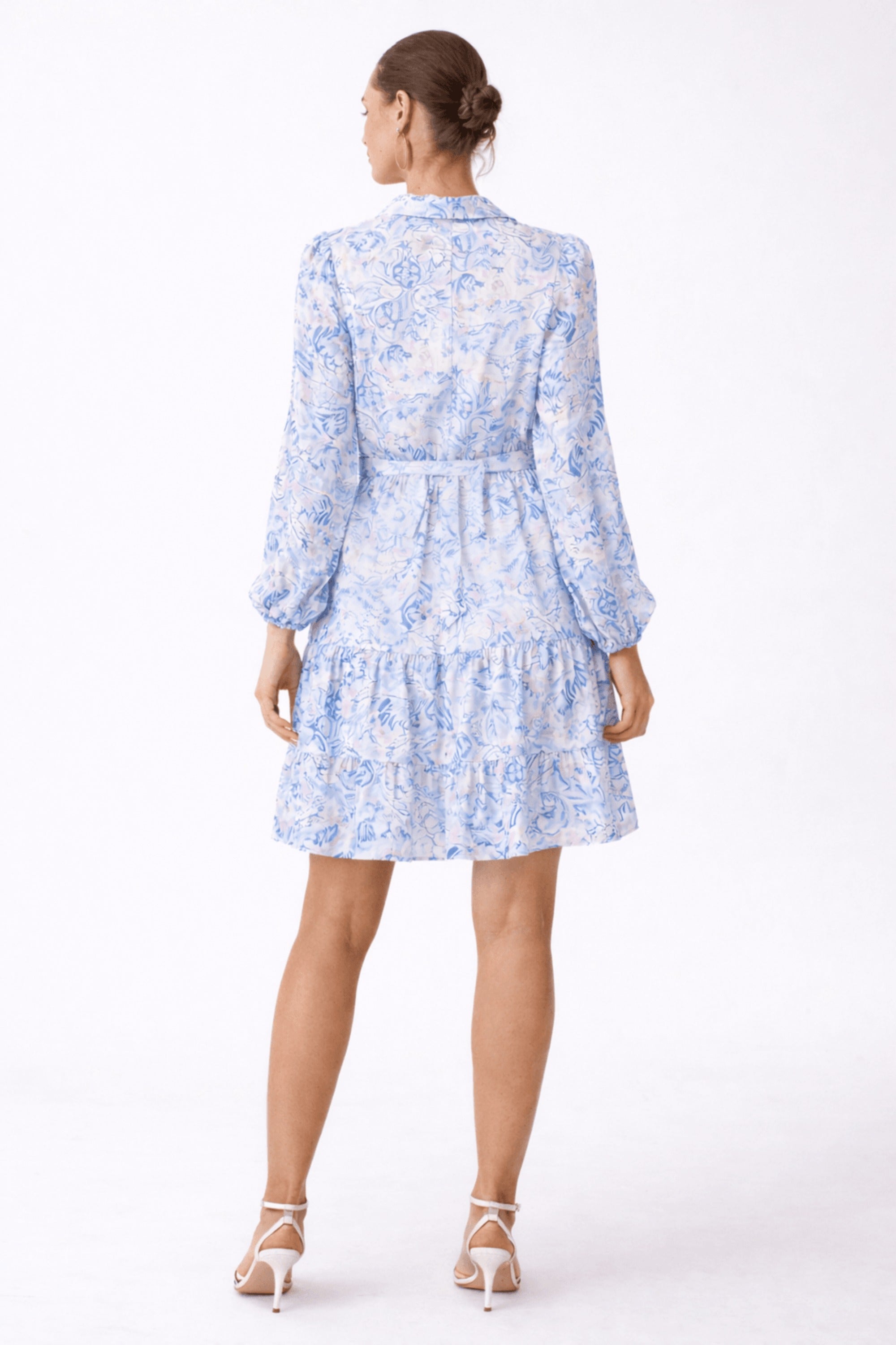 Mini Shirt Dress - Blue Print - Style Cheat
