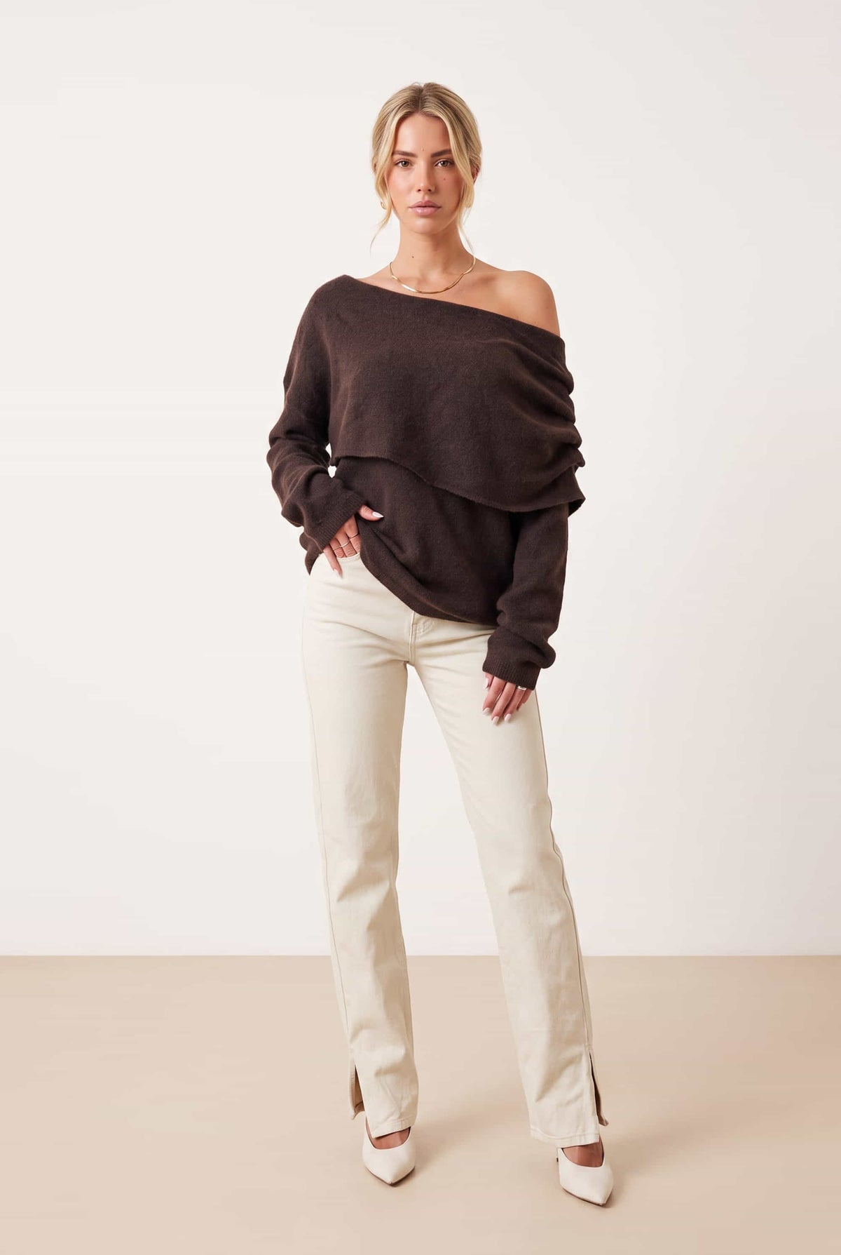 Bardot Knit Jumper in brown