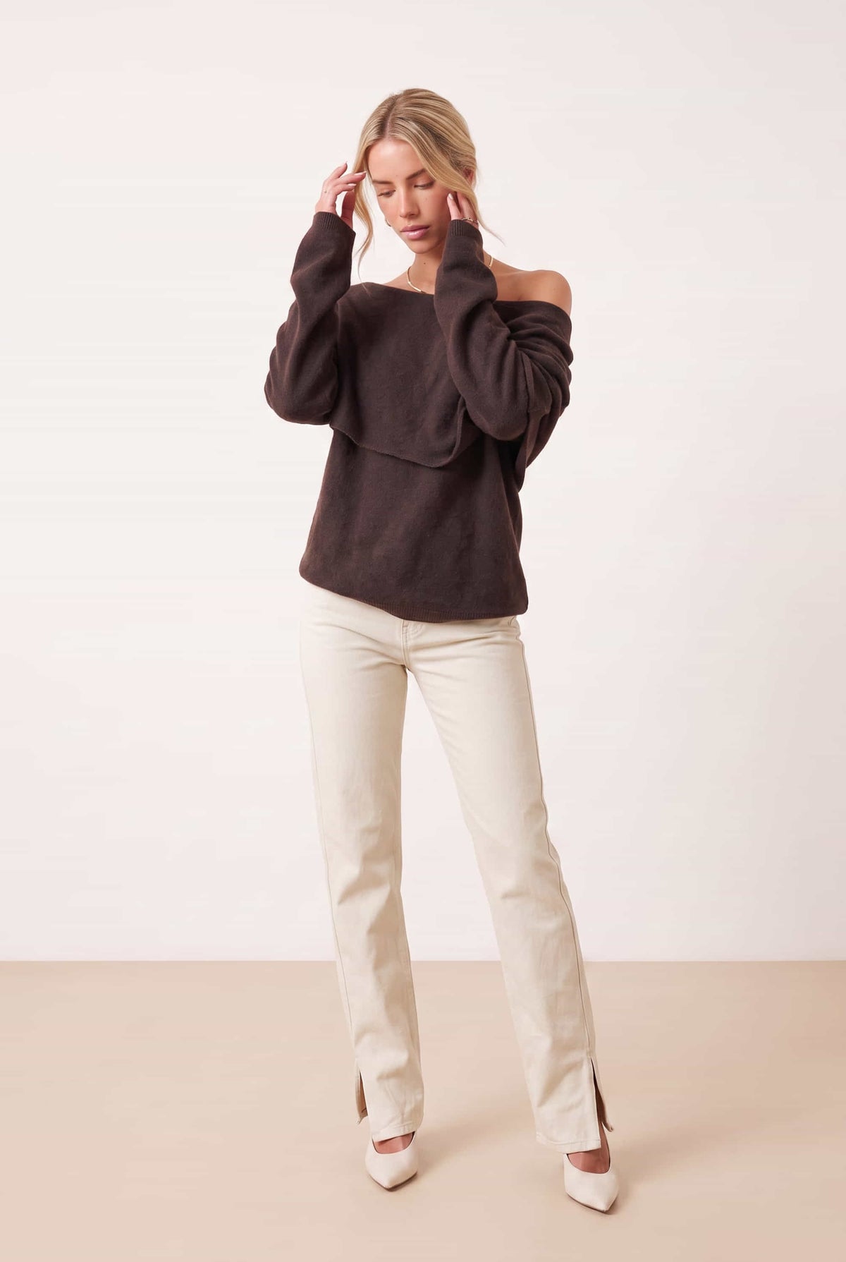 Bardot Knit Jumper in brown