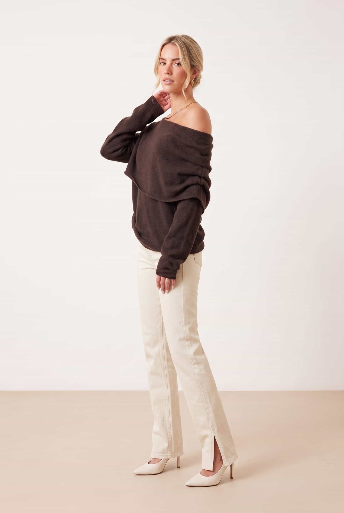 Bardot Knit Jumper in brown