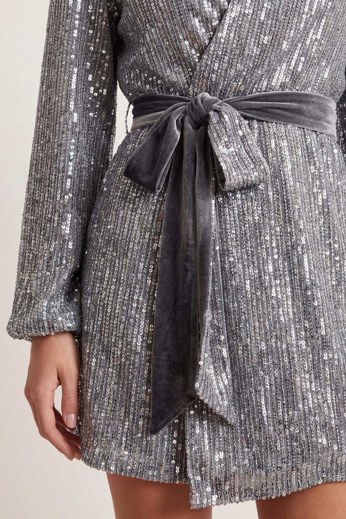 Dani Sequin Wrap Dress / Silver