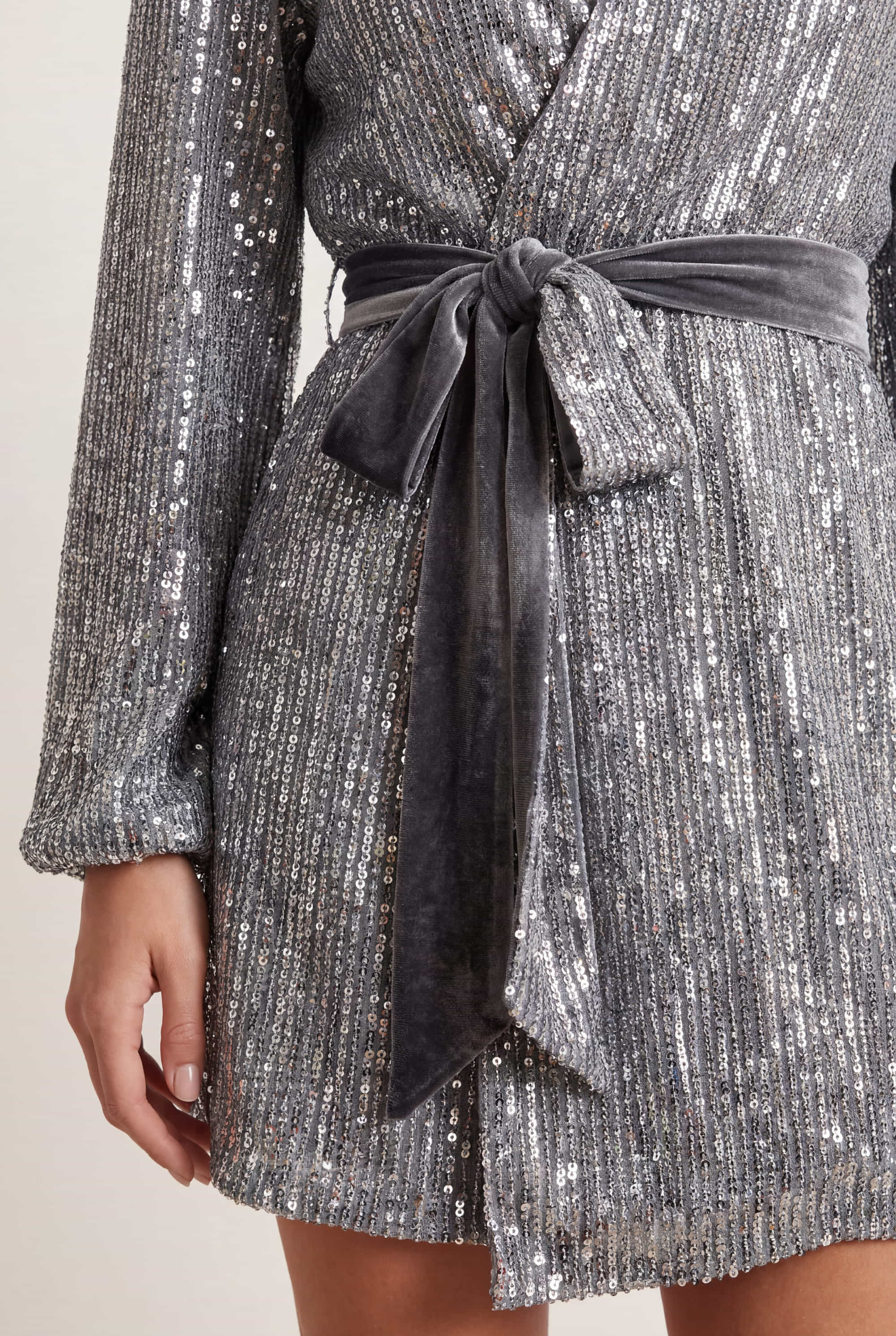 Dani Sequin Wrap Dress / Silver
