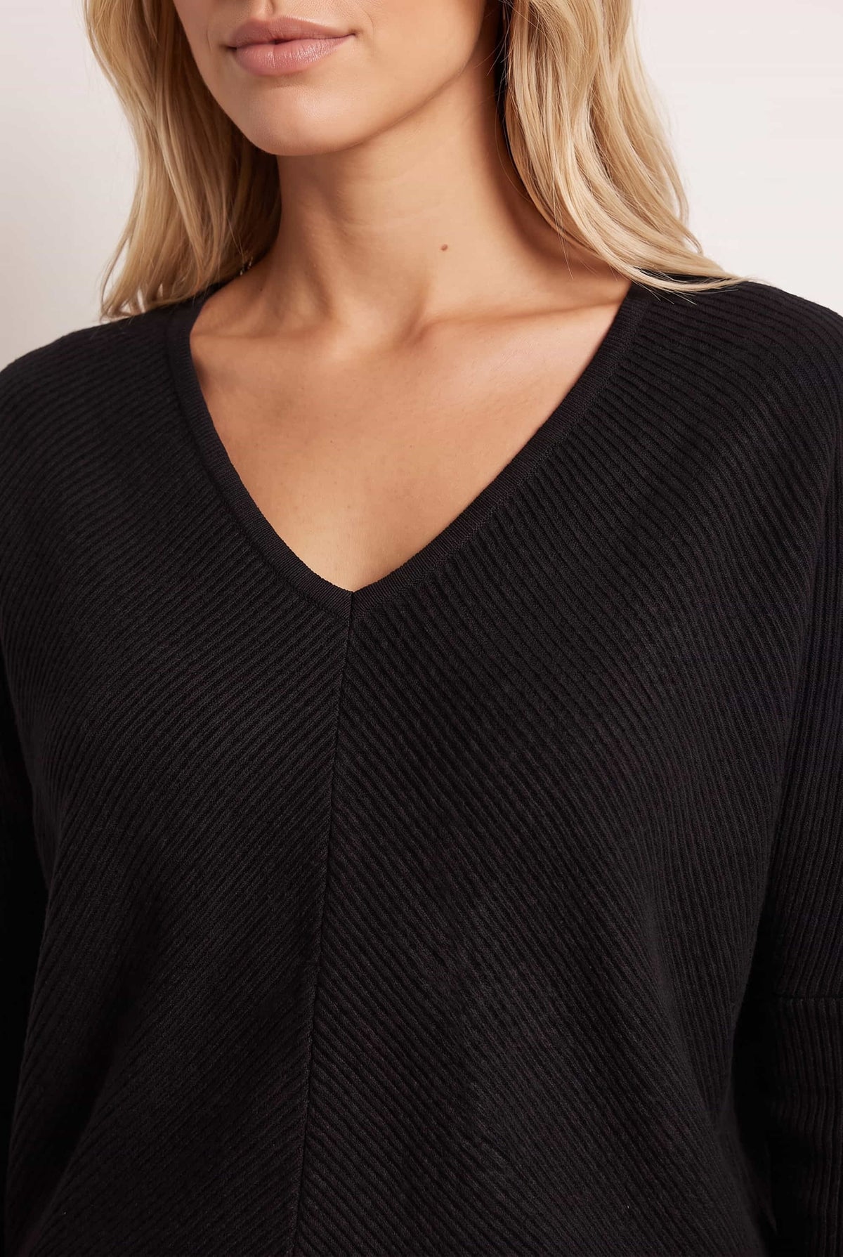 Ella Oversized knitted V Neck Jumper / Black