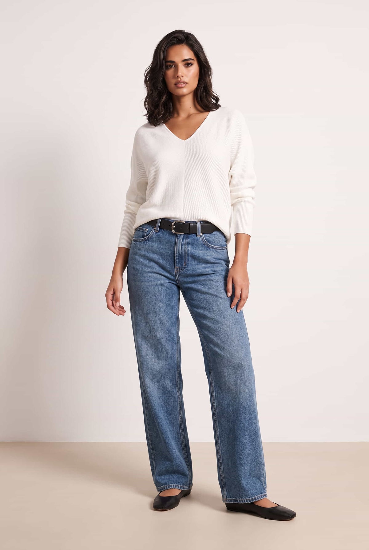 Ella Oversized knitted V Neck Jumper / Ivory