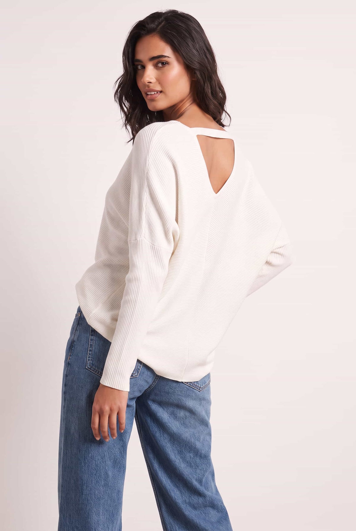 Ella Oversized knitted V Neck Jumper / Ivory