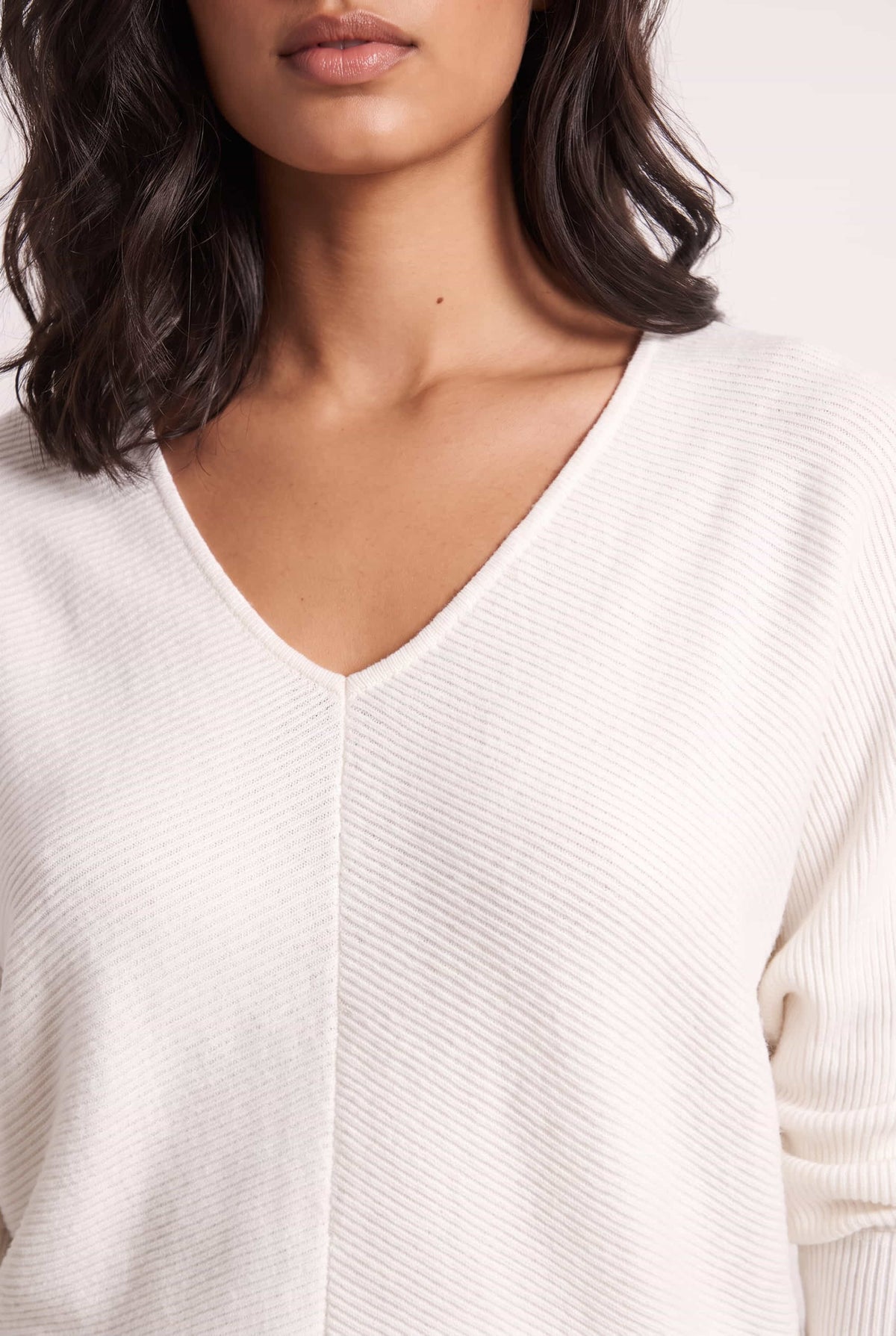 Ella Oversized knitted V Neck Jumper / Ivory