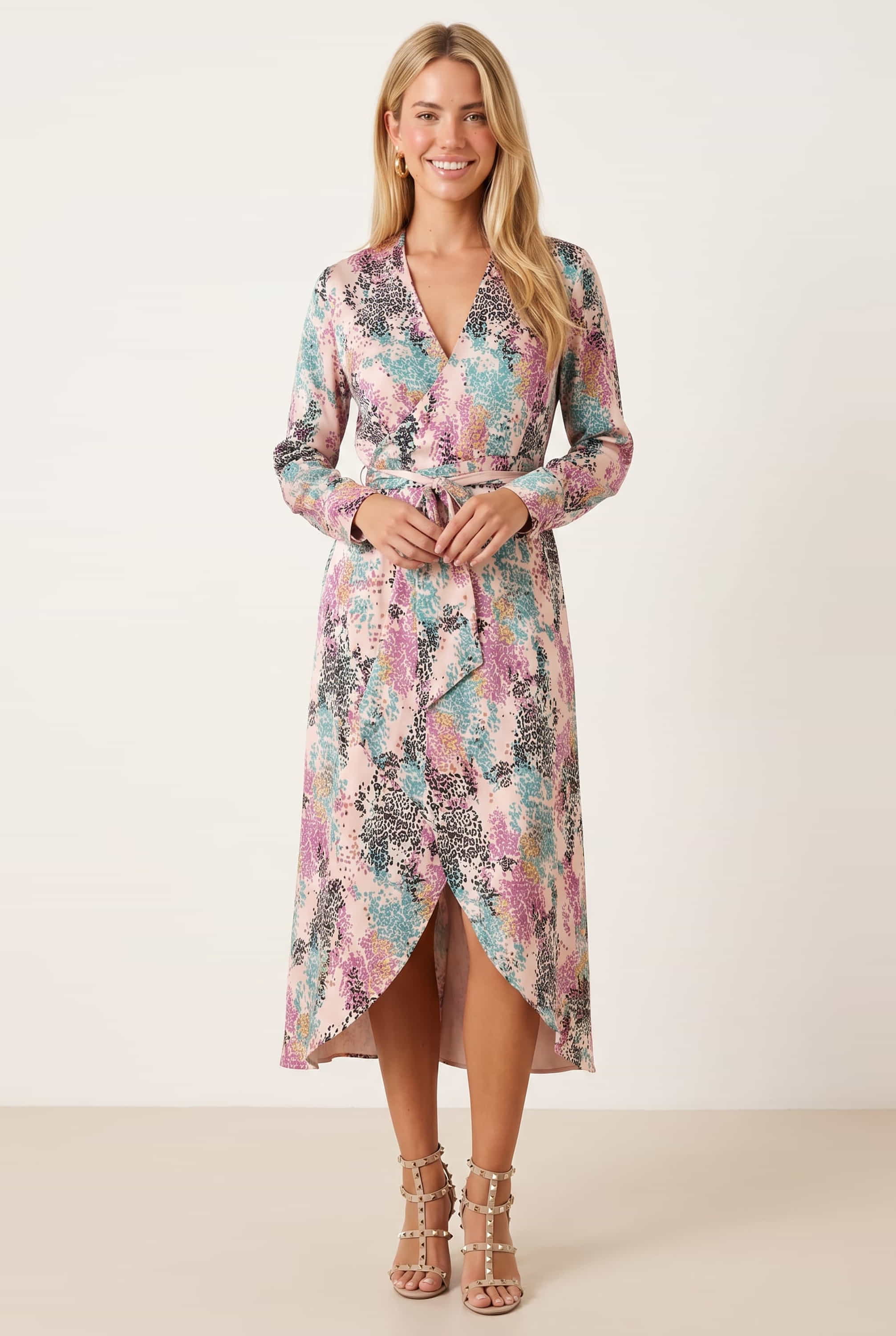 Fergie Reversible 2 in 1 Wrap Midi Dress / Animal Print