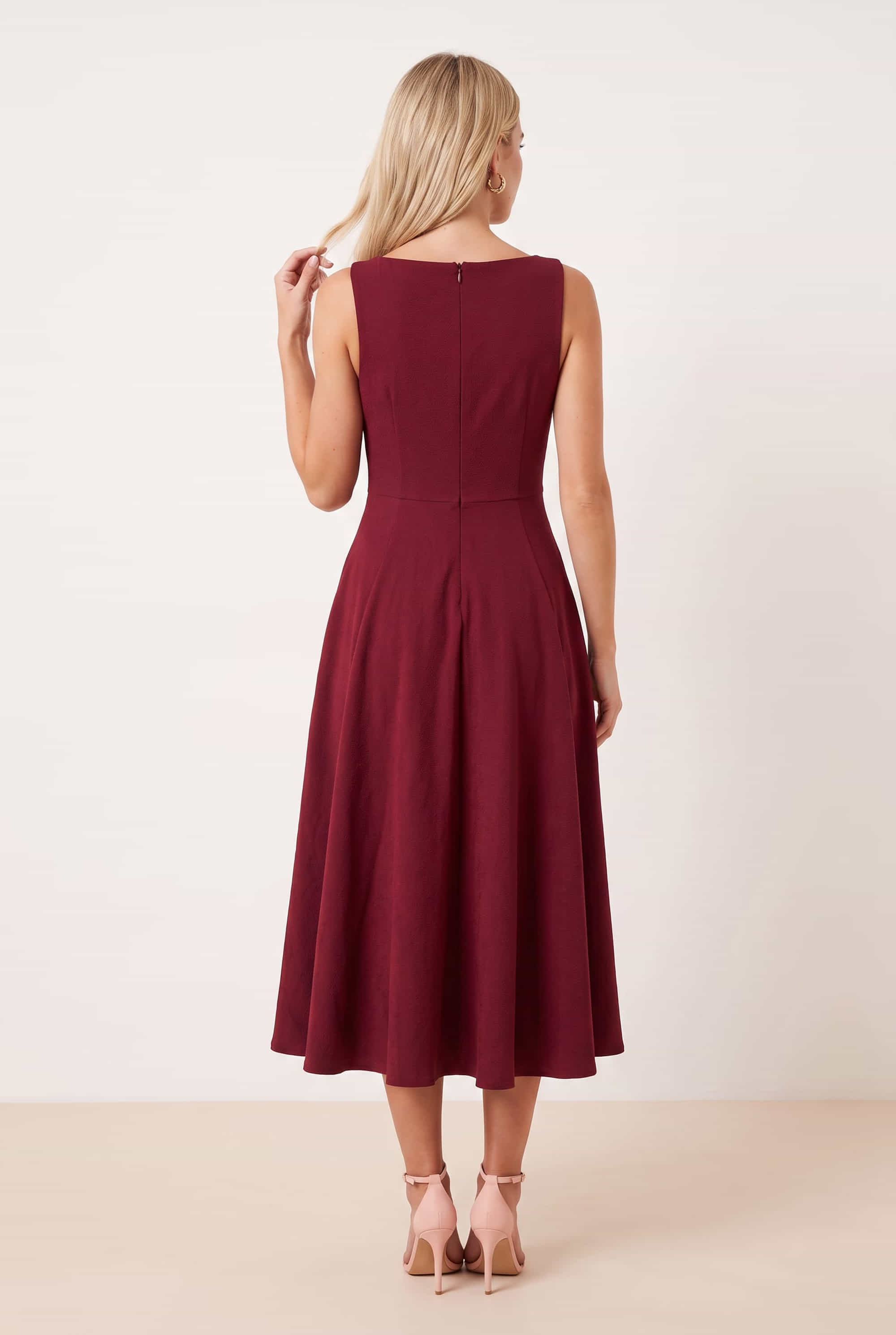 Fit and Flare Midi Wine Dress