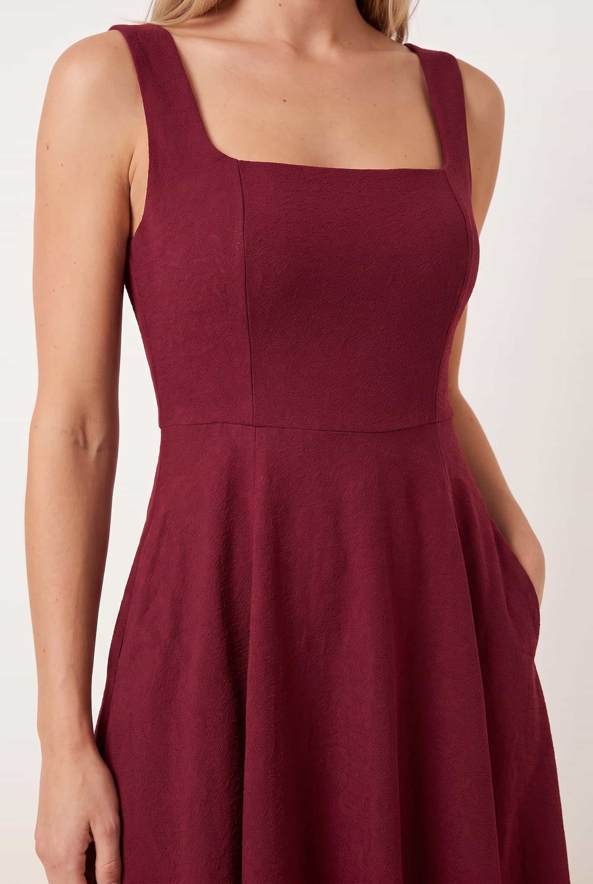 Fit and Flare Midi Wine Dress