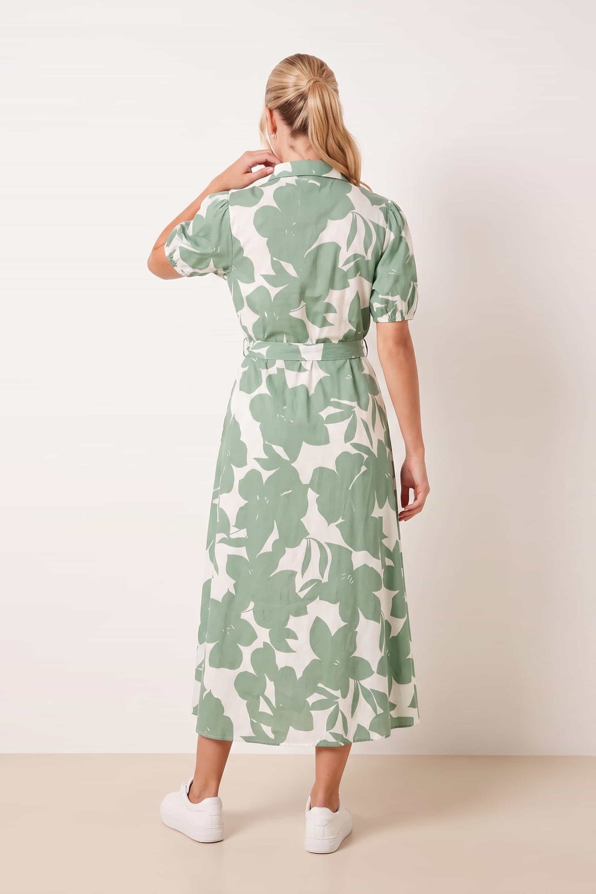 Green Tie Front Shirt Dress