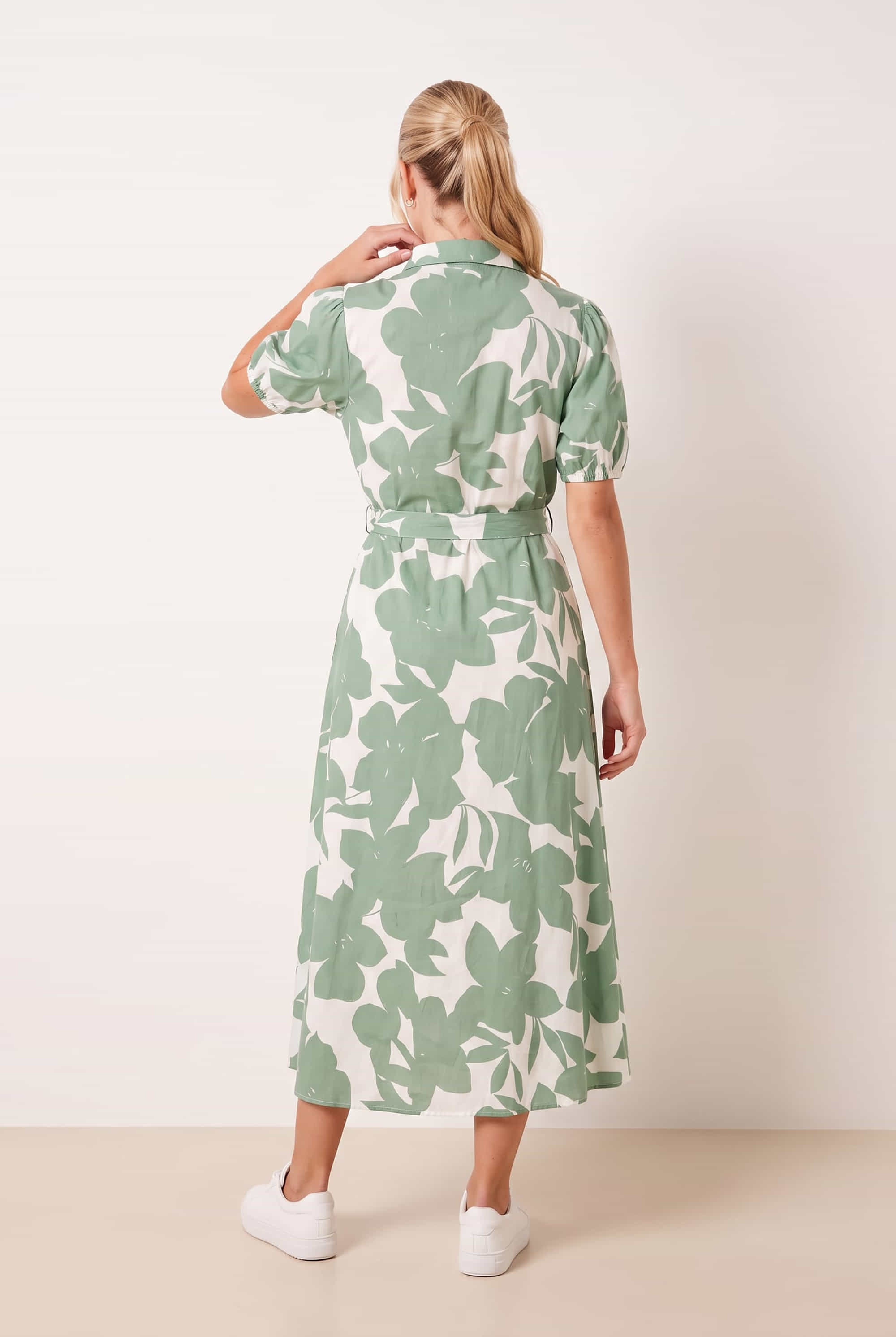 Green Tie Front Shirt Dress
