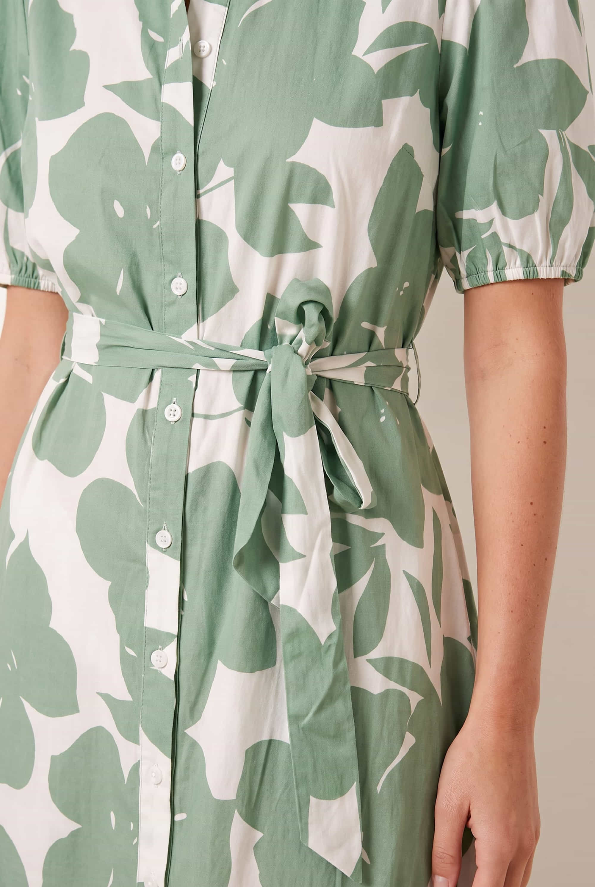 Green Tie Front Shirt Dress