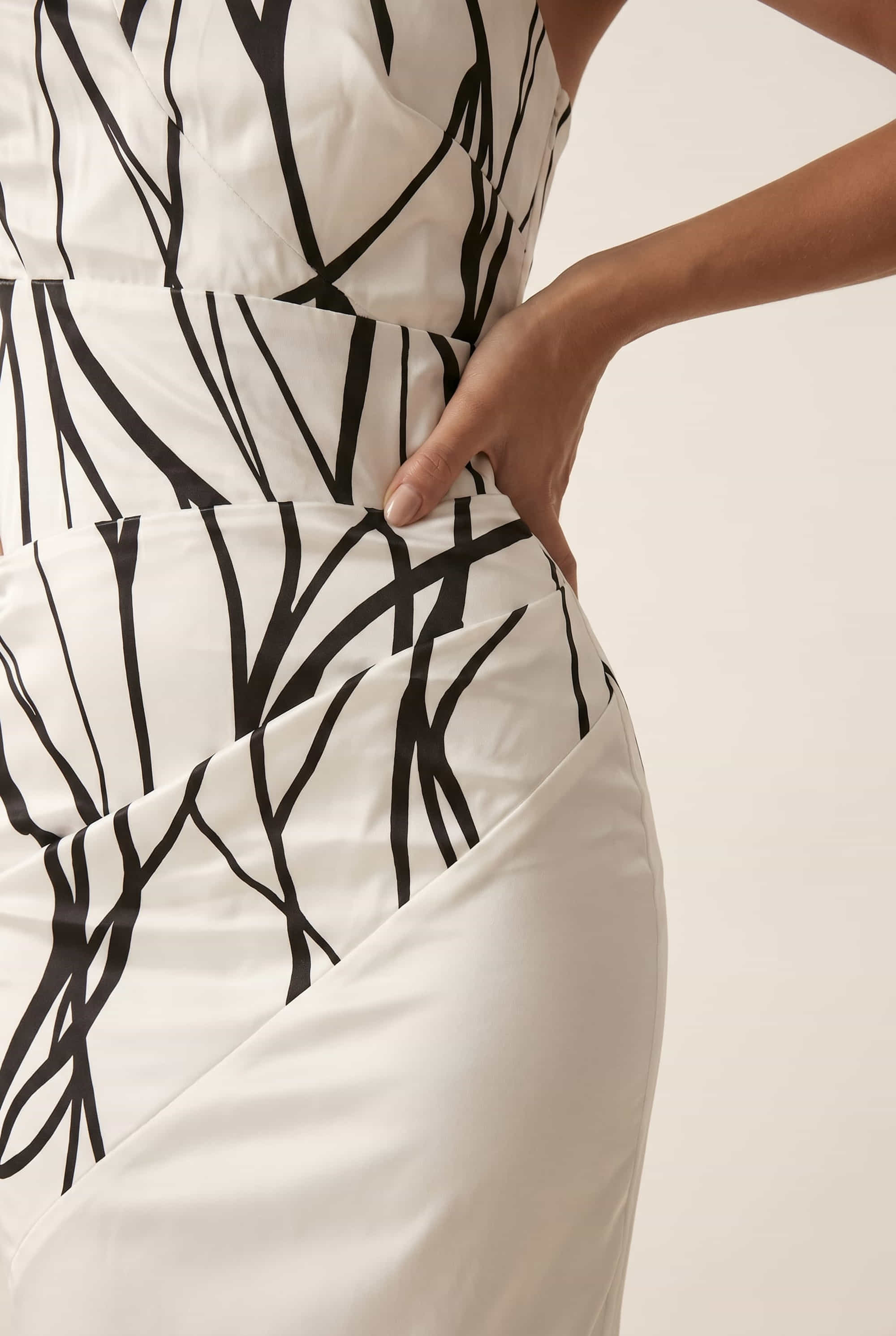 Gabby Frill Bandeau Midaxi Dress in Ivory and Navy Abstract Print