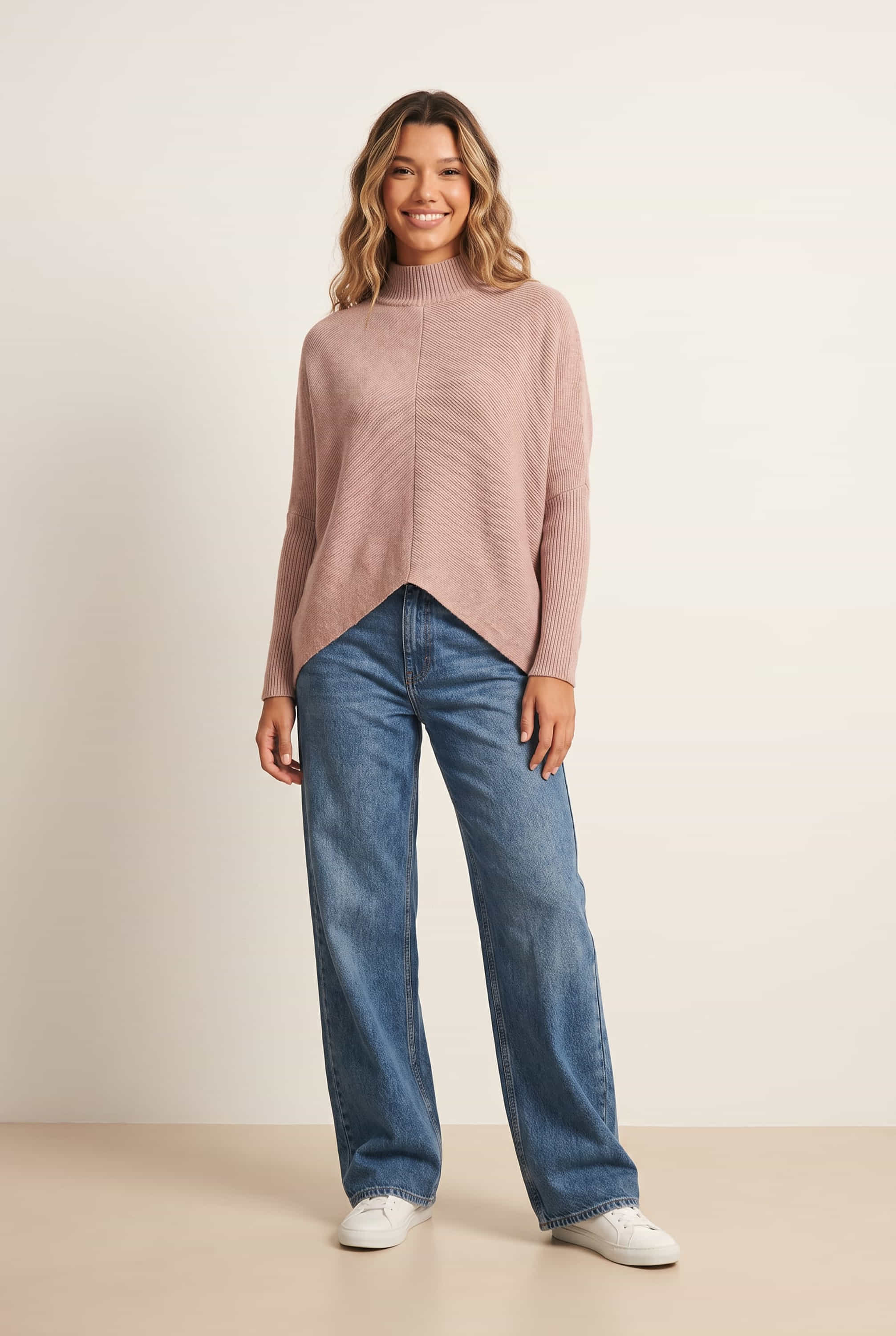 Hope Knitted High Neck Jumper / Beige
