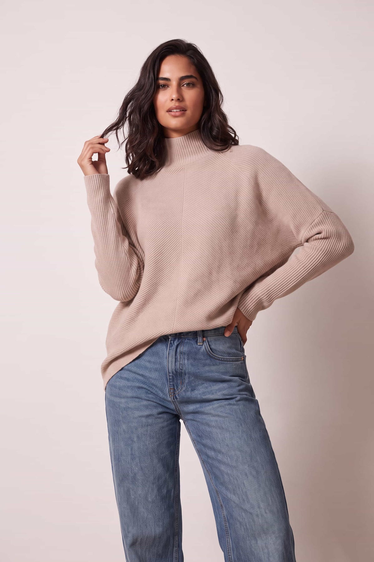 Hope Knitted High Neck Jumper / Beige