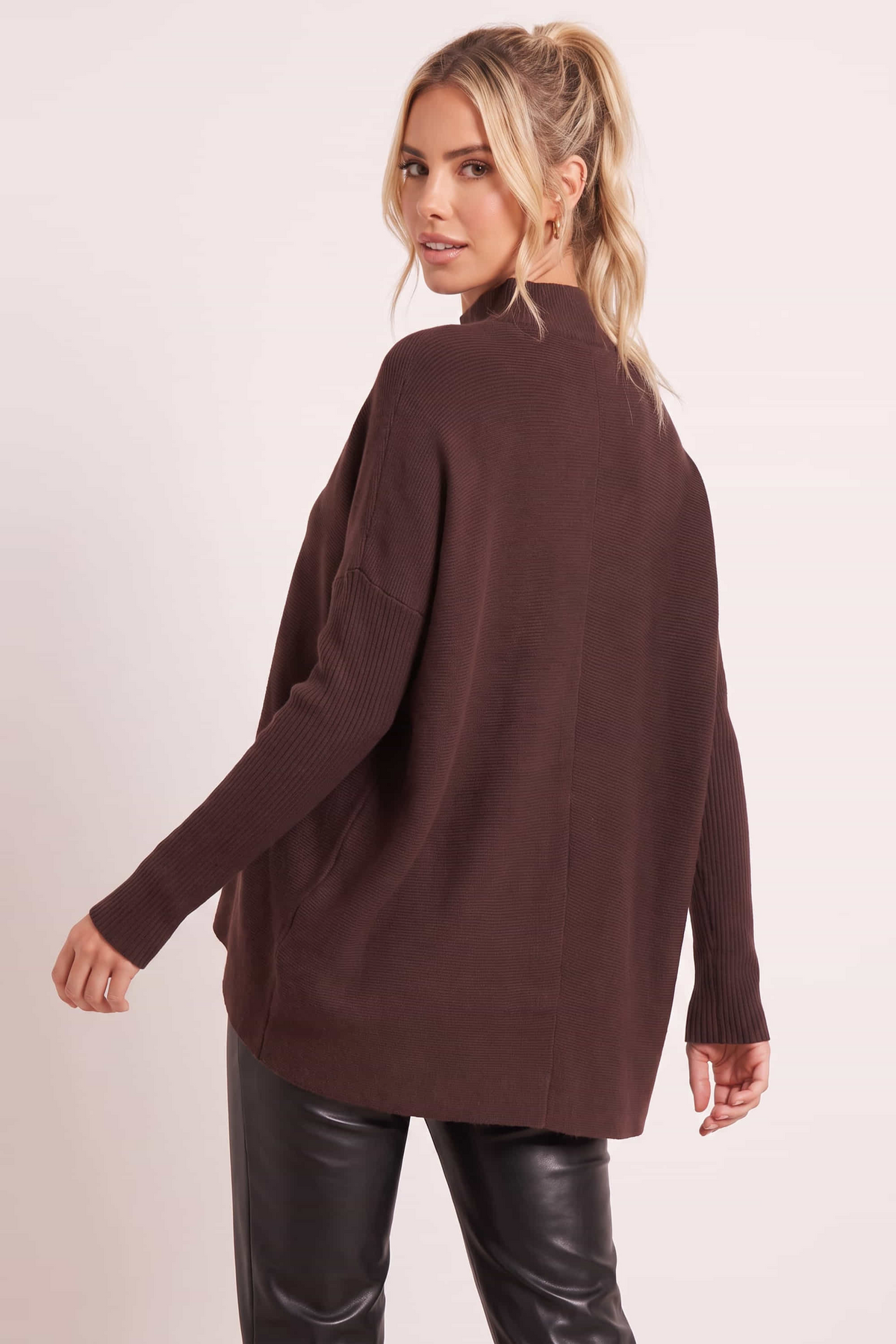 Hope Knitted High Neck Jumper / Chocolate