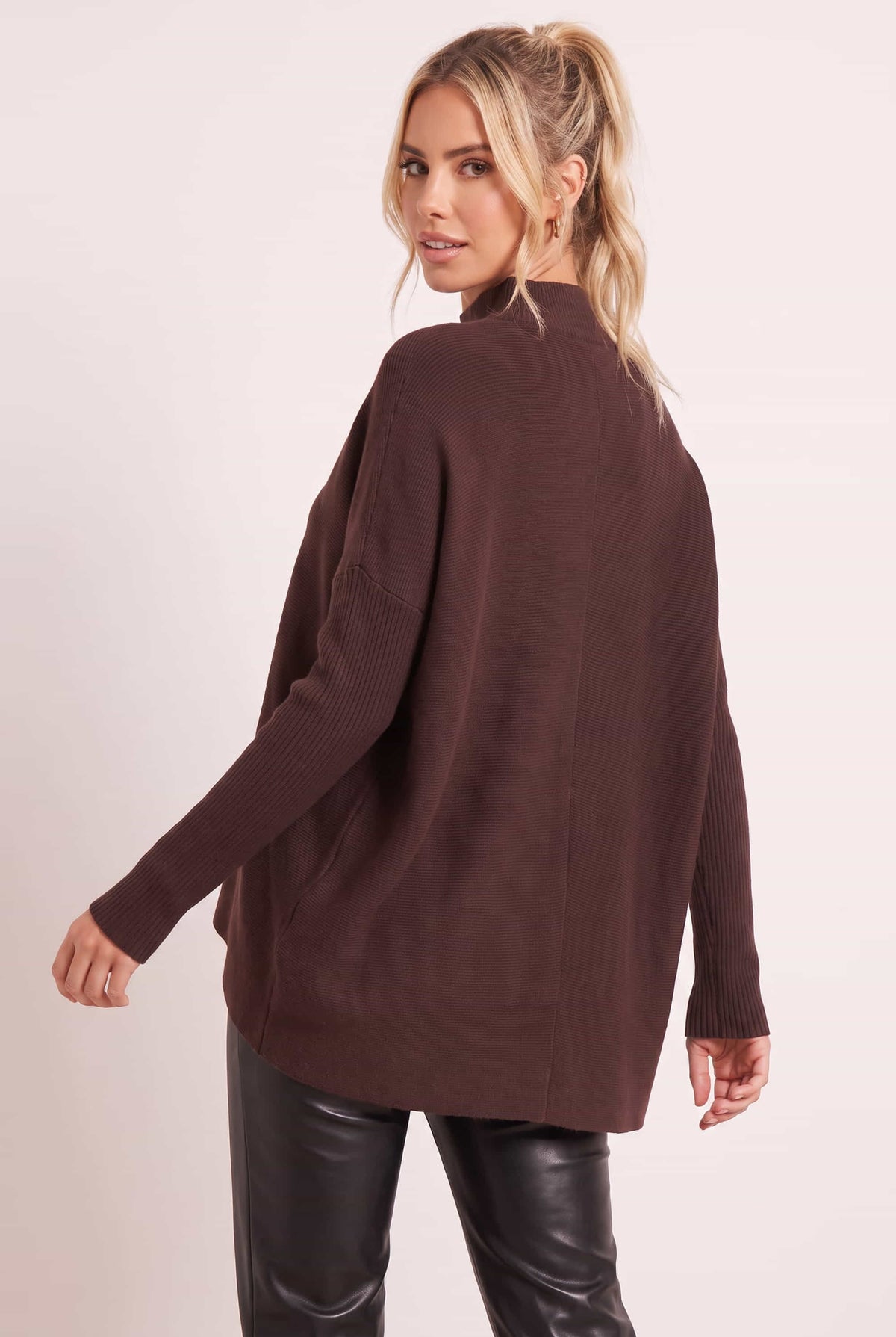 Hope Knitted High Neck Jumper / Chocolate