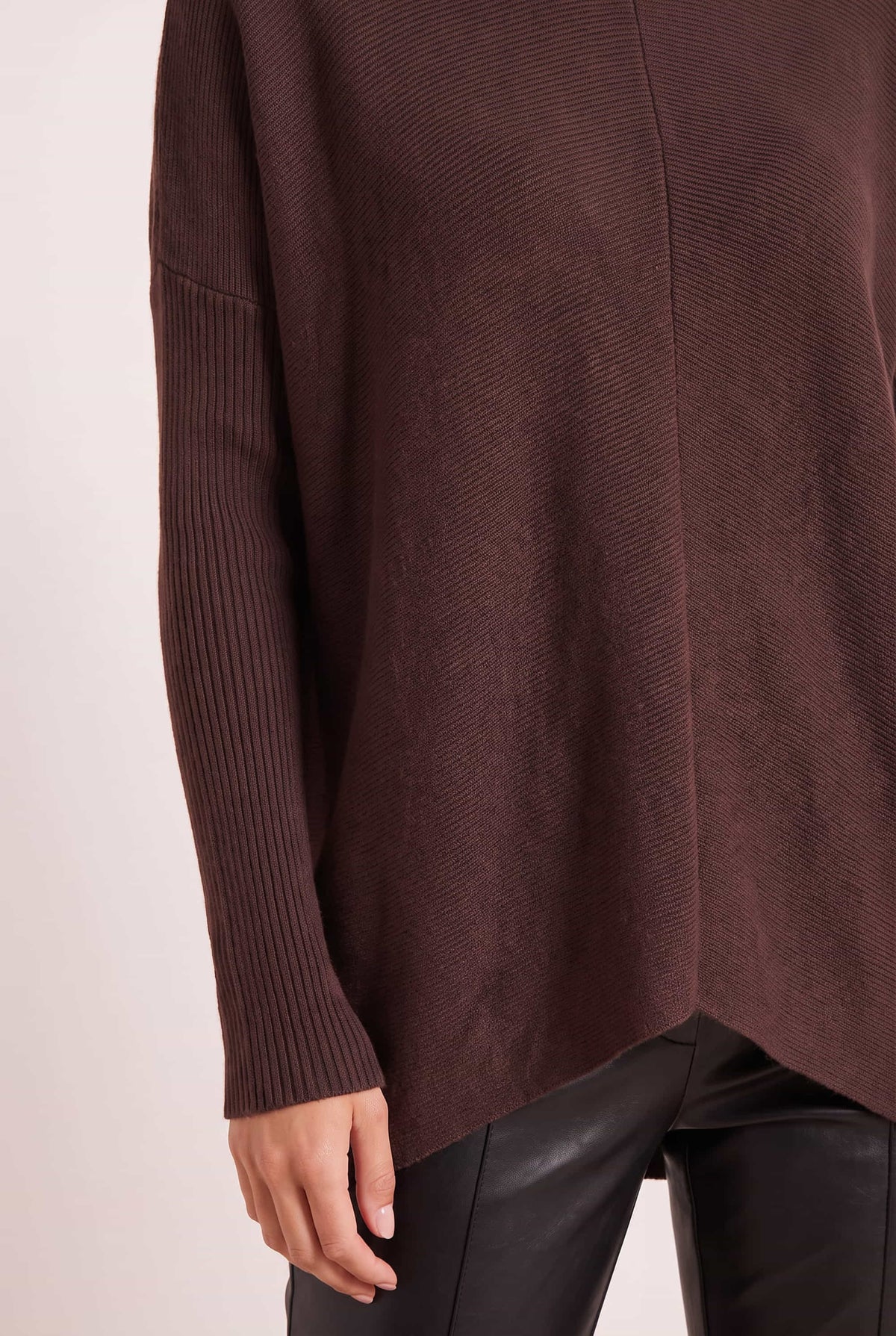 Hope Knitted High Neck Jumper / Chocolate