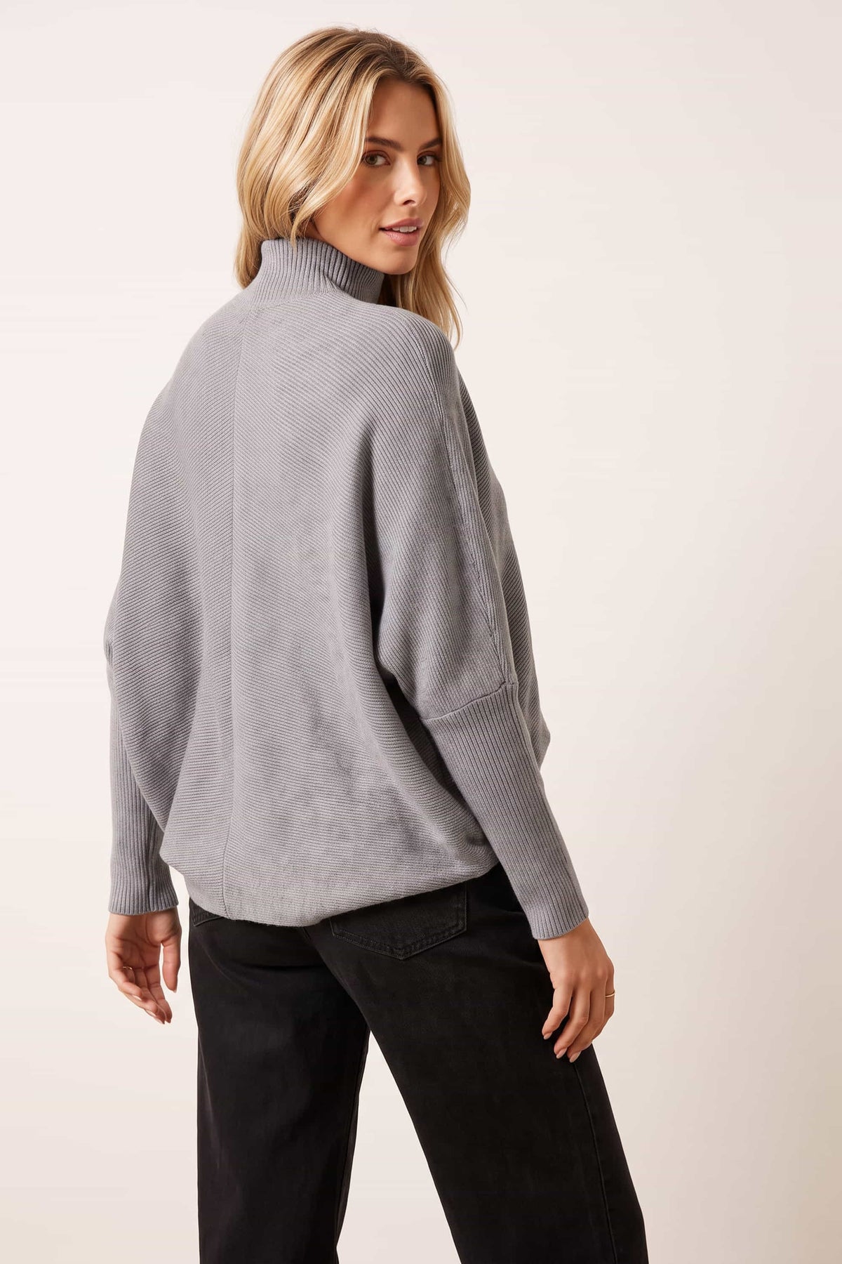 Hope Knitted High Neck Jumper / Grey