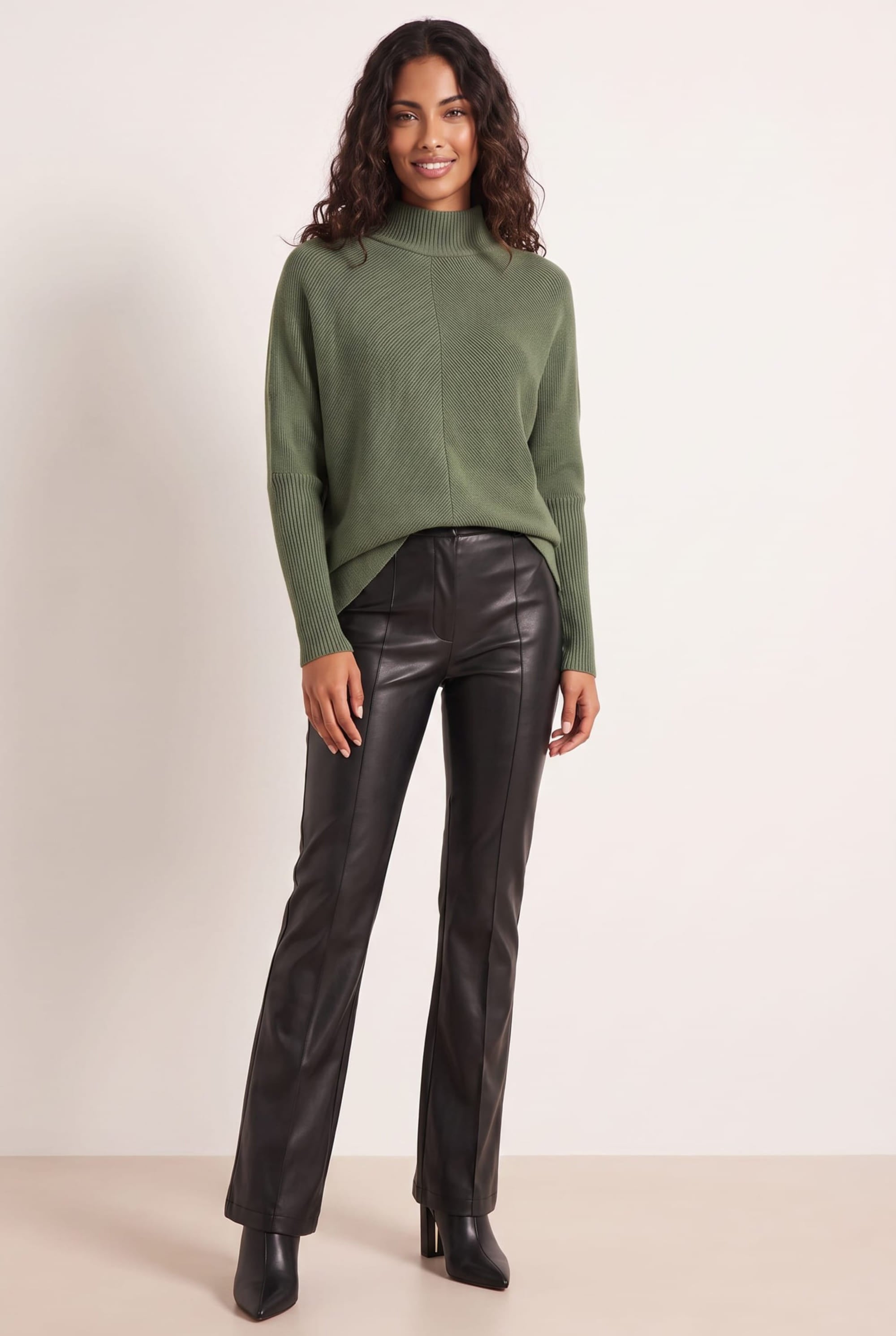 Hope Knitted High Neck Jumper / Khaki