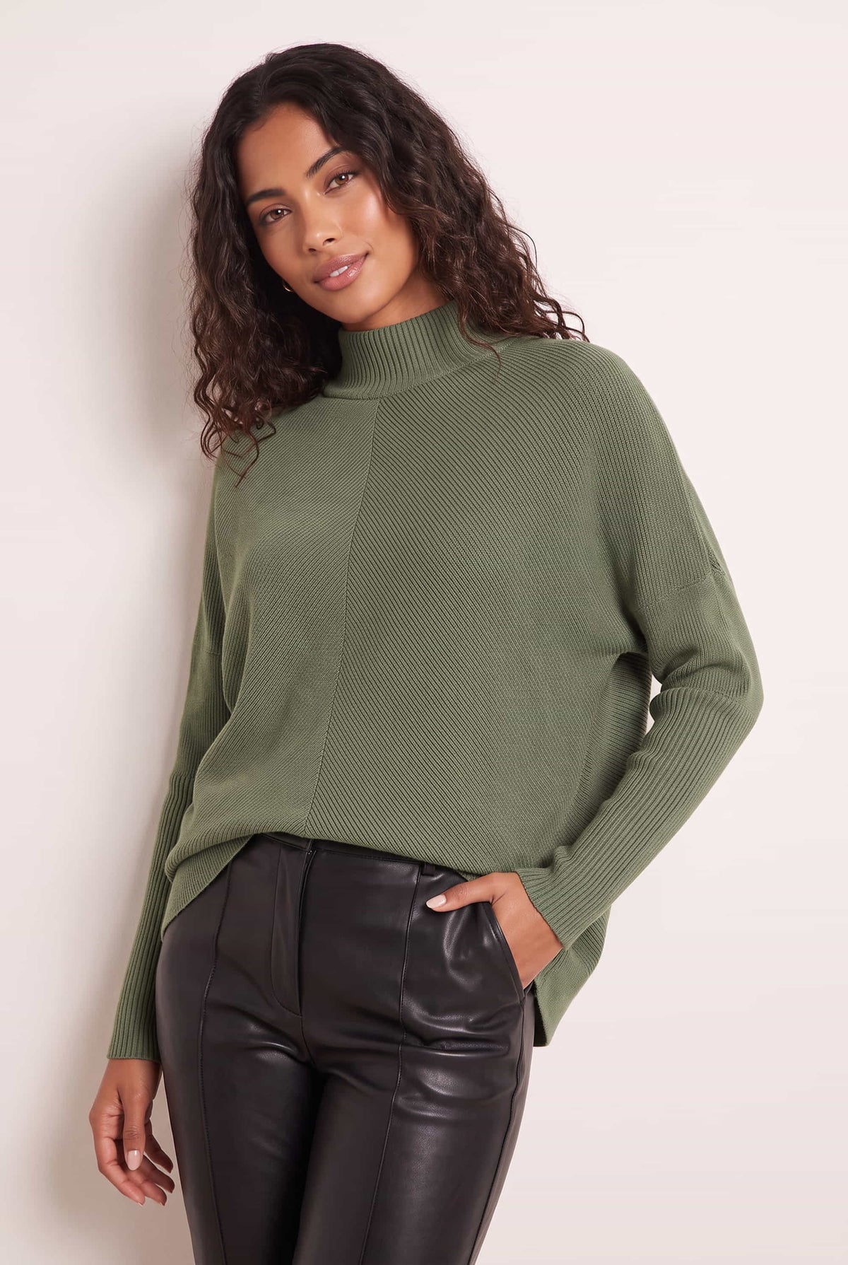 Hope Knitted High Neck Jumper / Khaki