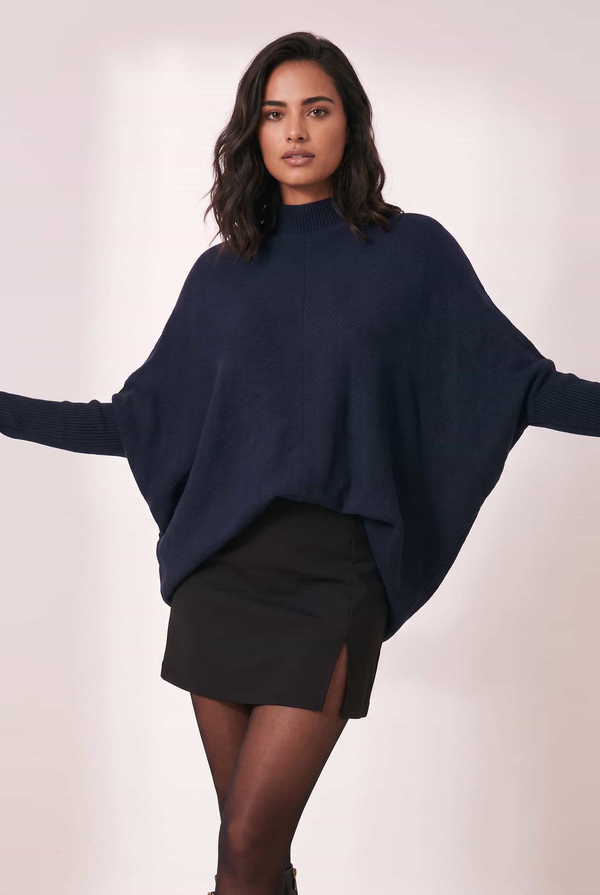 Hope Knitted High Neck Jumper / Navy